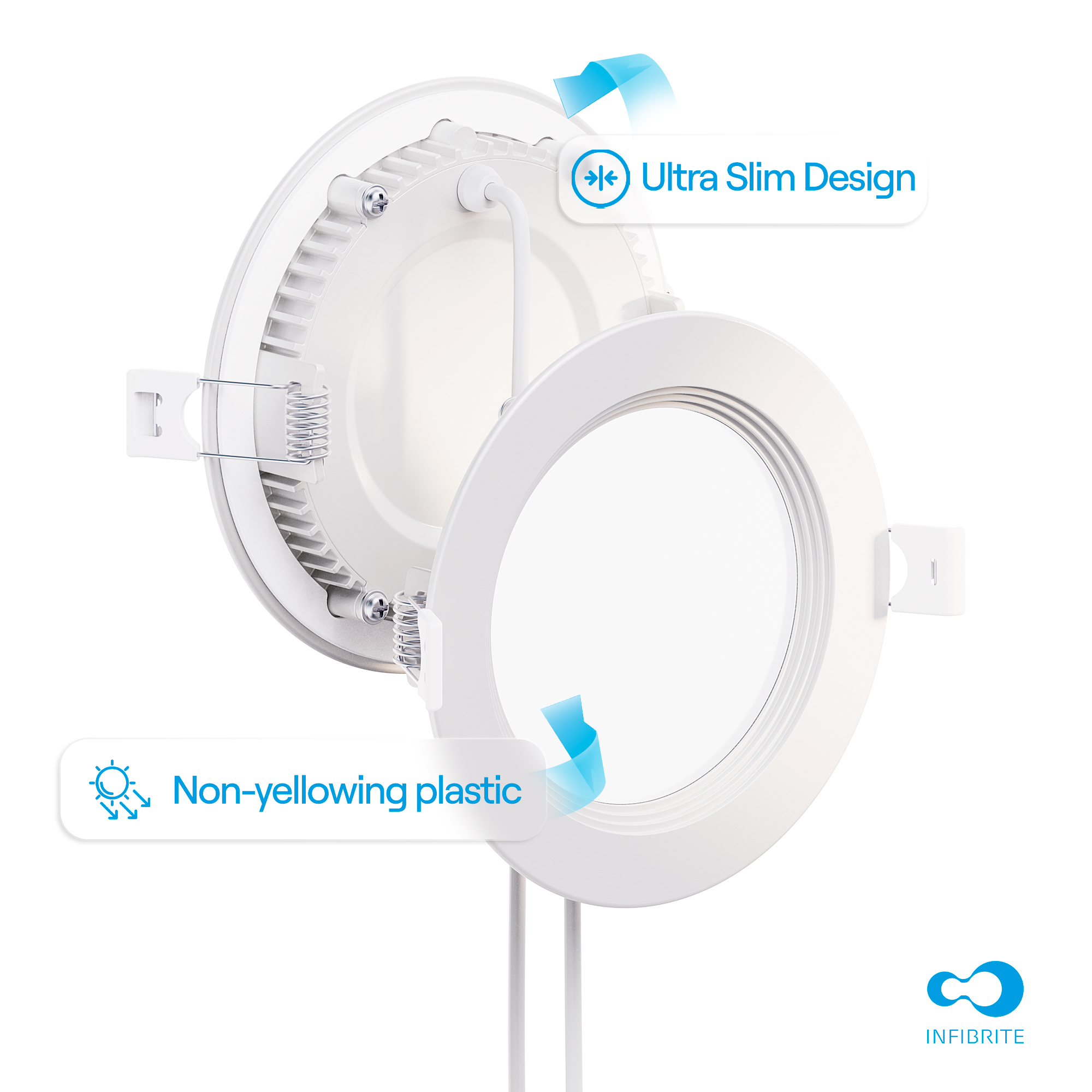 4 Inch Ultra-Thin Recessed LED Downlight, 9W 750LM, 5CCT Selectable, White Trim, Baffle Trim, Wet Rated, Triac Dimmable, ETL, FCC, Energy Star, (12 Pack) thumbnail 8