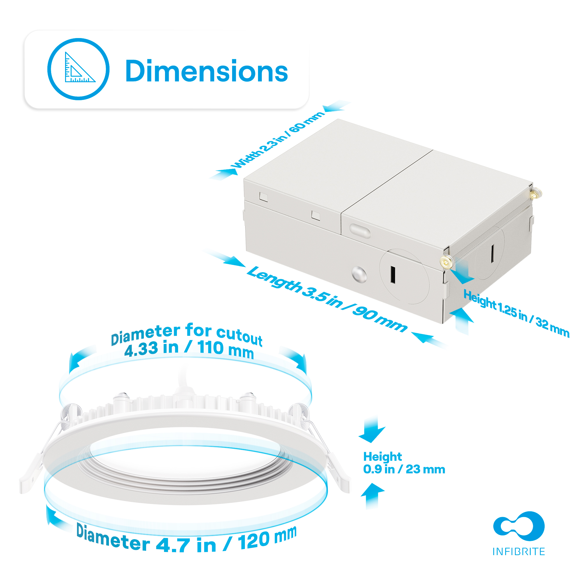 4 Inch Ultra-Thin Recessed LED Downlight, 9W 750LM, 5CCT Selectable, White Trim, Baffle Trim, Wet Rated, Triac Dimmable, ETL, FCC, Energy Star thumbnail 8