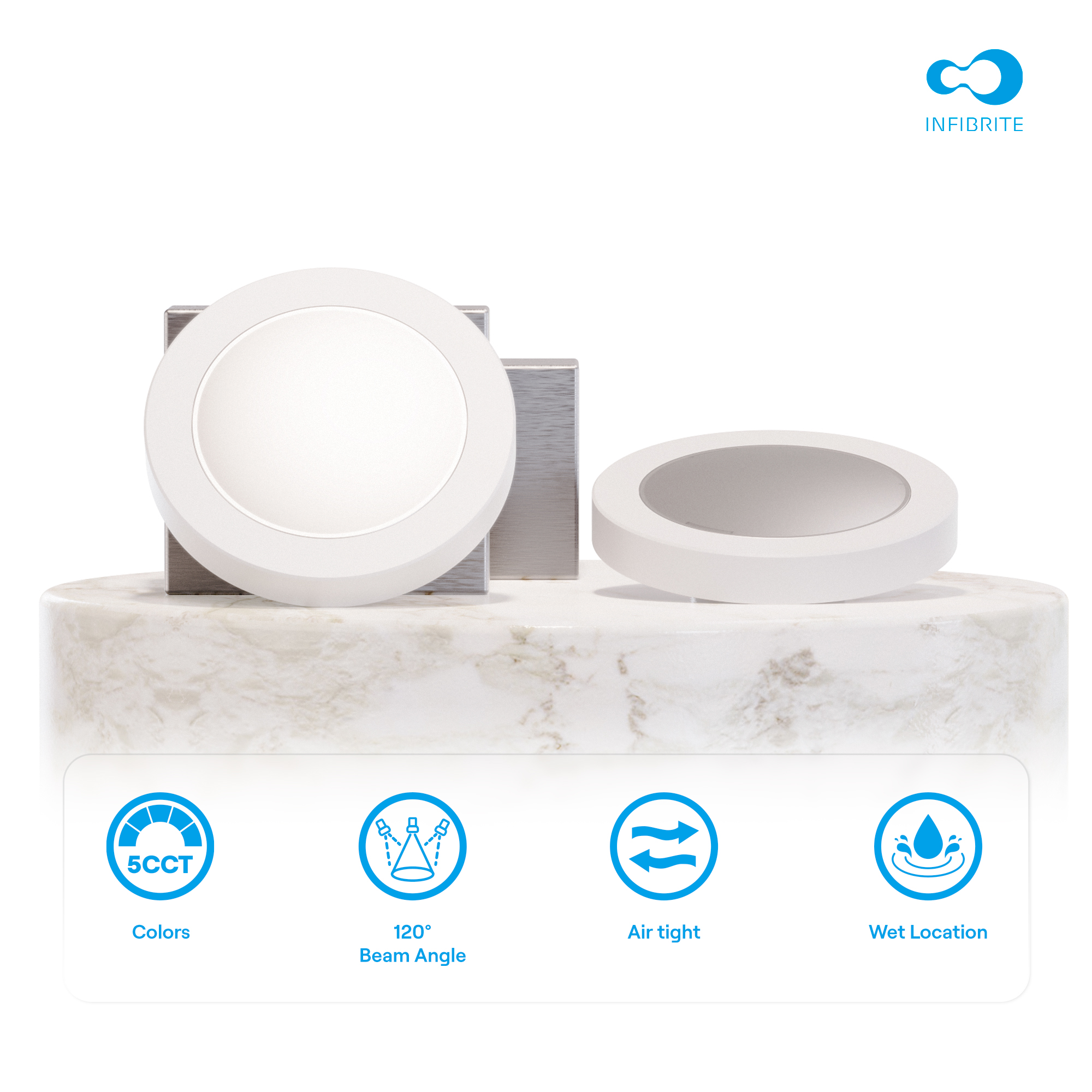 Surface Mount LED Ceiling Light, 10W 800LM, 5CCT Selectable, Wet Rated, Triac Dimmable, ETL, FCC, Energy Star thumbnail 5
