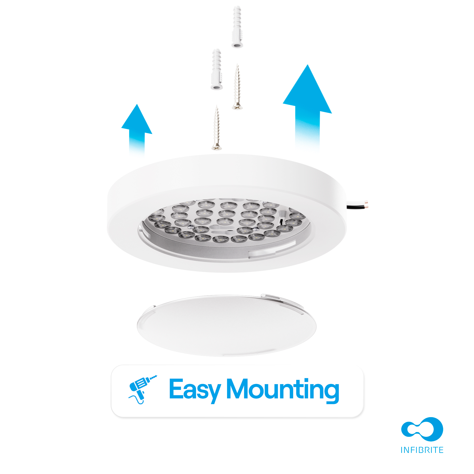 Surface Mount LED Ceiling Light, 10W 800LM, 5CCT Selectable, Wet Rated, Triac Dimmable, ETL, FCC, Energy Star thumbnail 6