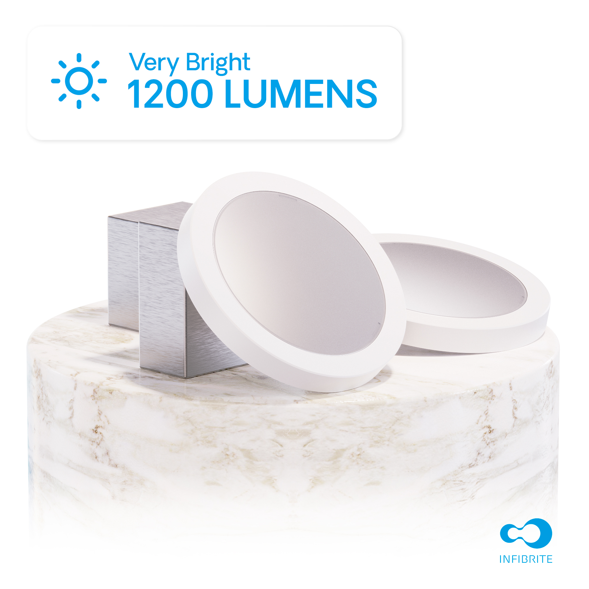 Surface Mount LED Ceiling Light, 15W 1,200LM, 5CCT Selectable, Wet Rated, Triac Dimmable, ETL, FCC, Energy Star