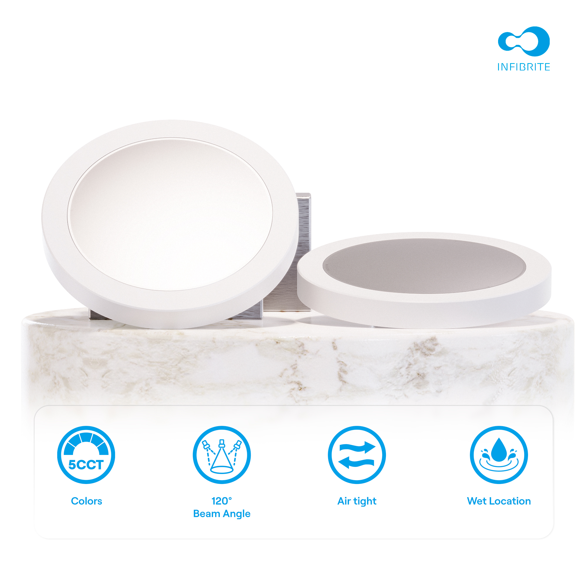 Surface Mount LED Ceiling Light, 15W 1,200LM, 5CCT Selectable, Wet Rated, Triac Dimmable, ETL, FCC, Energy Star thumbnail 5