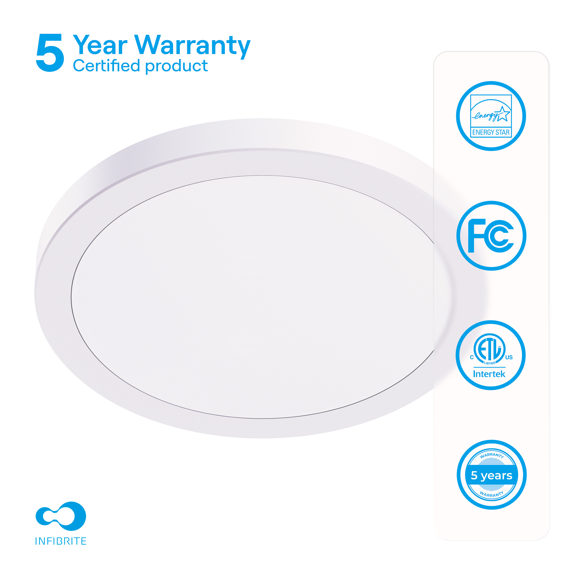 Surface Mount LED Ceiling Light, 18W 1,440LM, 5CCT Selectable, Wet Rated, Triac Dimmable, ETL, FCC, Energy Star thumbnail 4