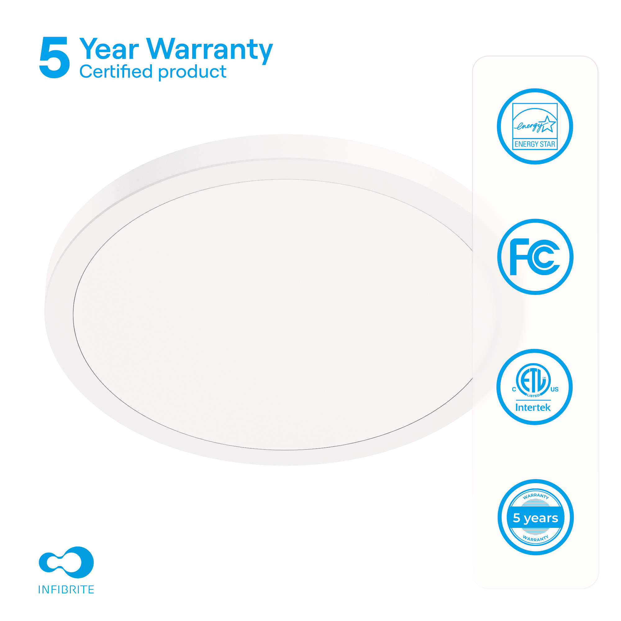 Surface Mount LED Ceiling Light, 24W 1,920LM, 5CCT Selectable, Wet Rated, Triac Dimmable, ETL, FCC, Energy Star thumbnail 4
