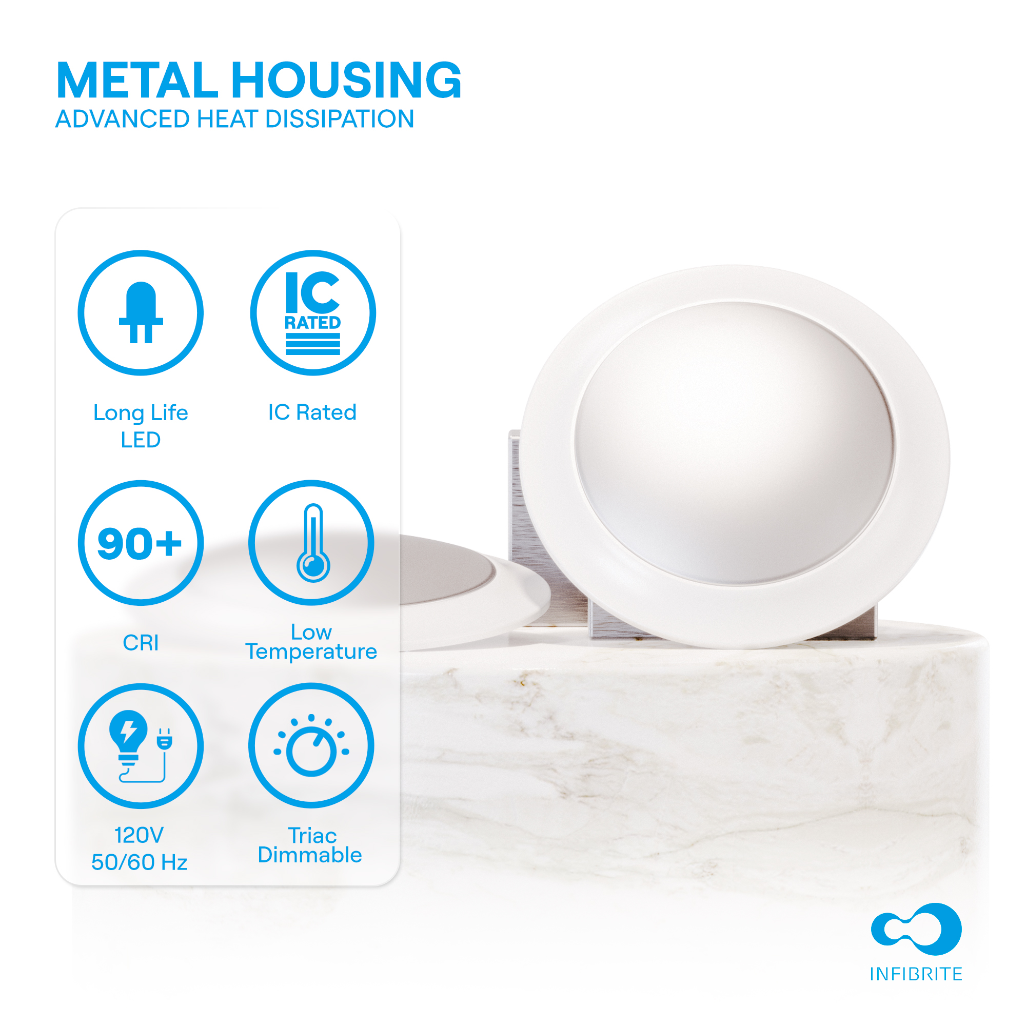 6 Inch Disk LED Ceiling Light, 15W 1,200LM, 5CCT Selectable, Triac Dimmable, ETL, FCC, Energy Star