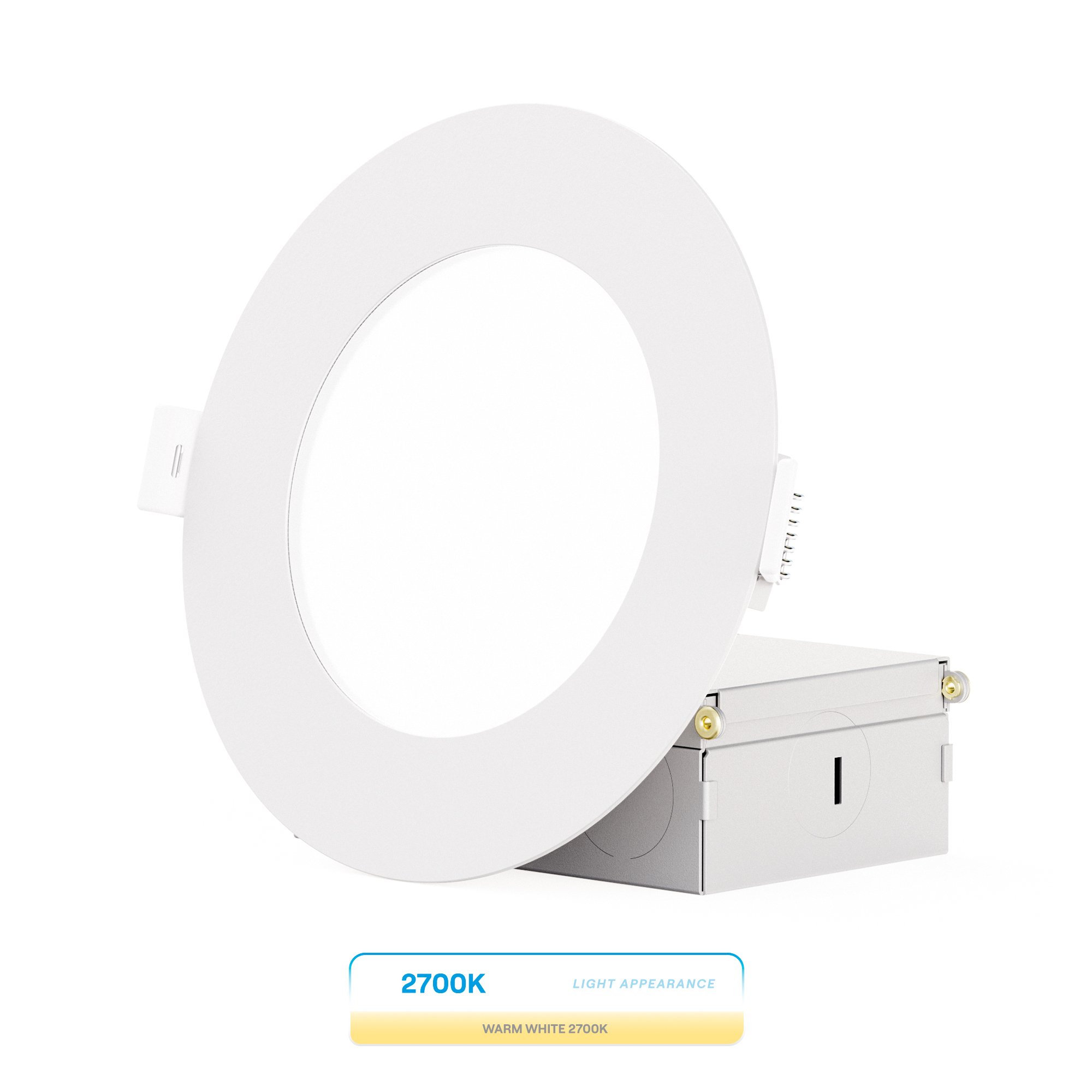 4 Inch Ultra-Thin Recessed LED Downlight, 9W 750LM, 2700K Soft White, White Trim, Wet Rated, Triac Dimmable, ETL, FCC, Energy Star
