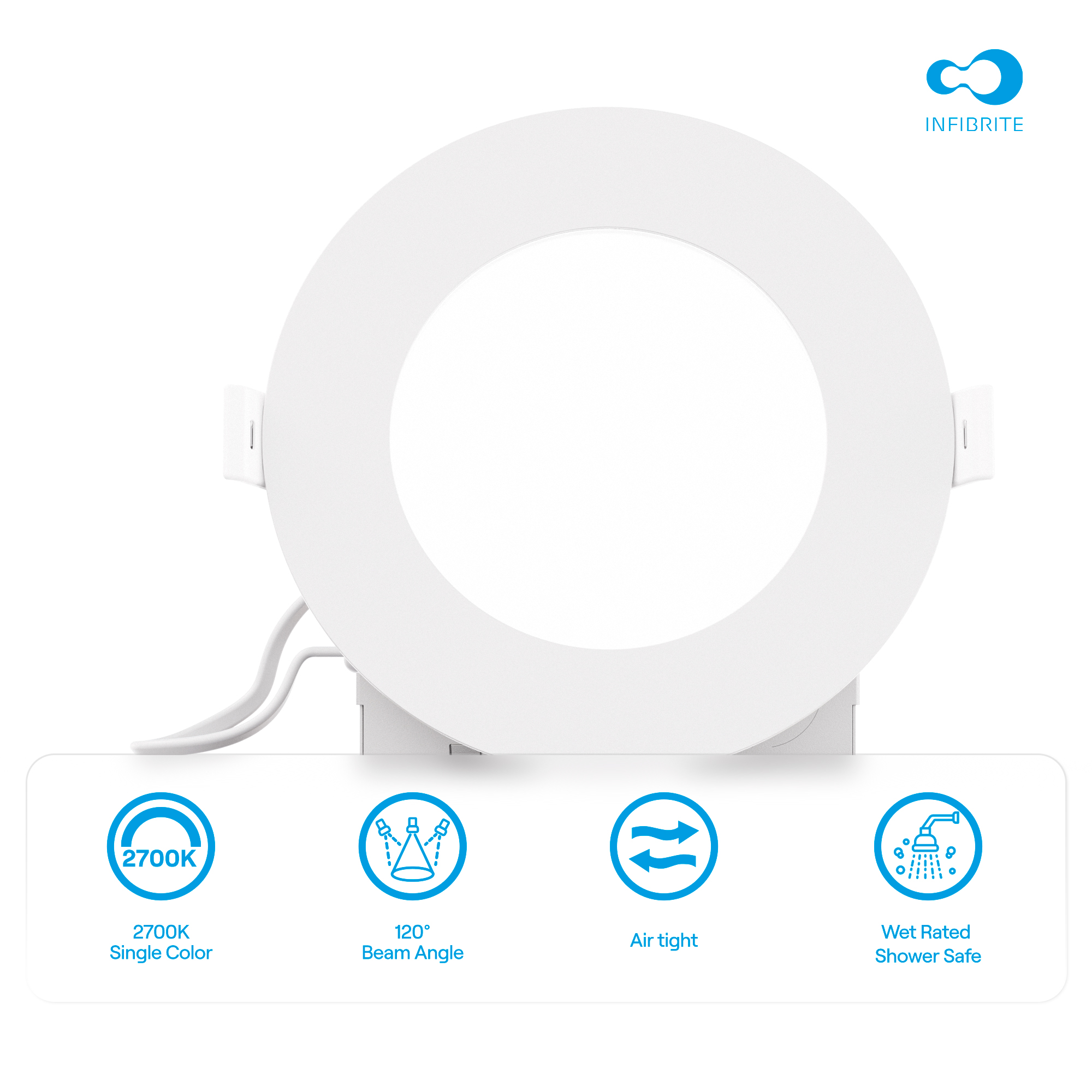 4 Inch Ultra-Thin Recessed LED Downlight, 9W 750LM, 2700K Soft White, White Trim, Wet Rated, Triac Dimmable, ETL, FCC, Energy Star thumbnail 5