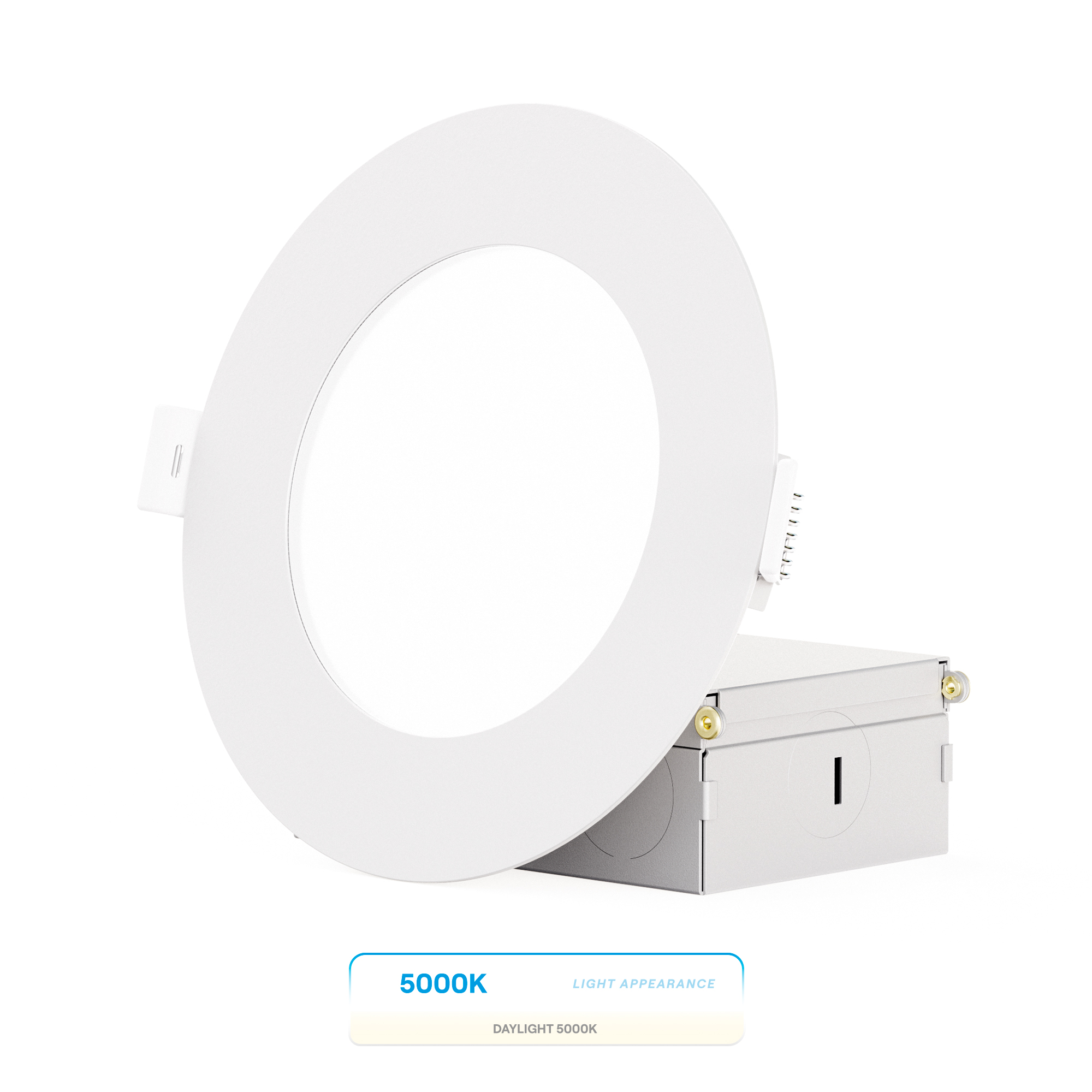 4 Inch Ultra-Thin Recessed LED Downlight, 9W 750LM, 5000K Daylight, White Trim, Wet Rated, Triac Dimmable, ETL, FCC, Energy Star