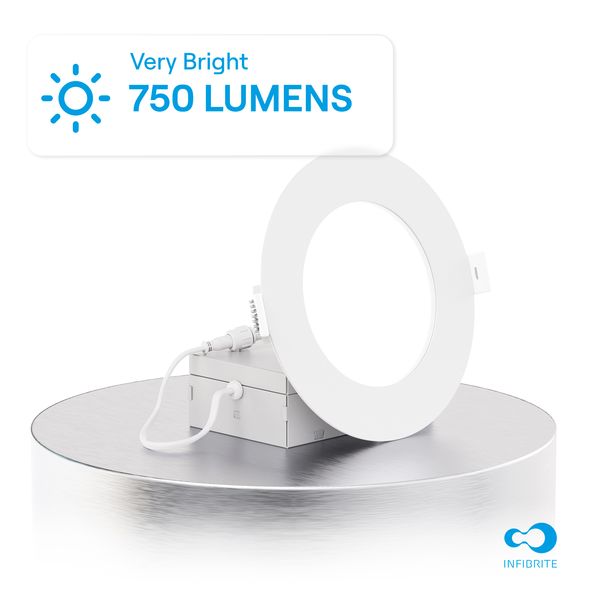 4 Inch Ultra-Thin Recessed LED Downlight, 9W 750LM, 5000K Daylight, White Trim, Wet Rated, Triac Dimmable, ETL, FCC, Energy Star