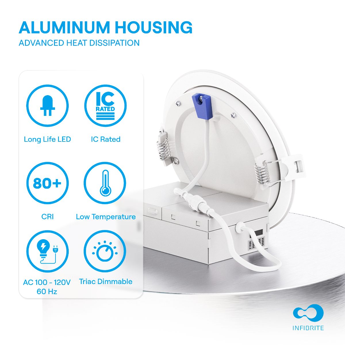 4 Inch Ultra-Thin Recessed LED Downlight, 9W 750LM, 5CCT Selectable, White Trim, Wet Rated, Triac Dimmable, ETL, FCC, Energy Star thumbnail 3