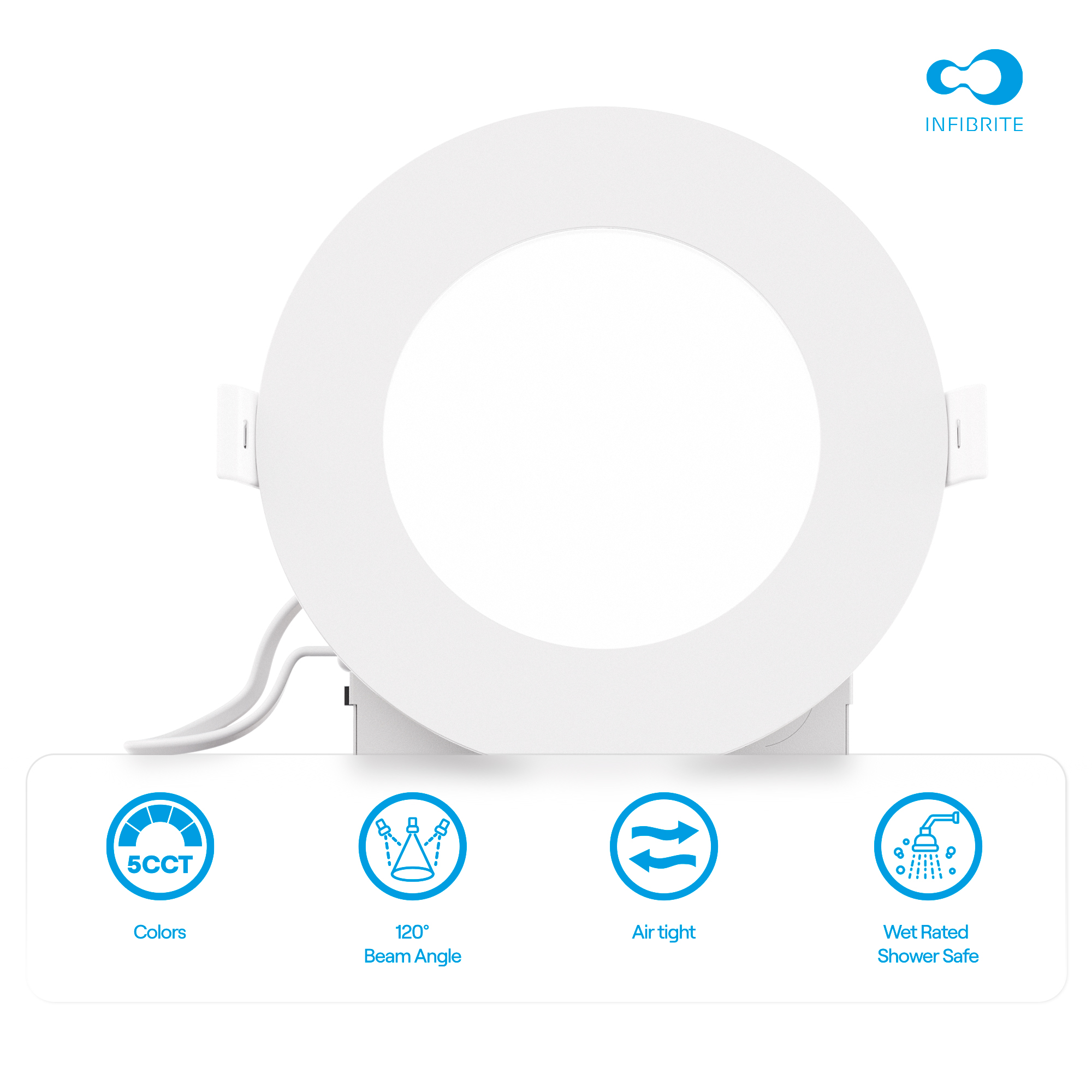4 Inch Ultra-Thin Recessed LED Downlight, 9W 750LM, 5CCT Selectable, White Trim, Wet Rated, Triac Dimmable, ETL, FCC, Energy Star thumbnail 5