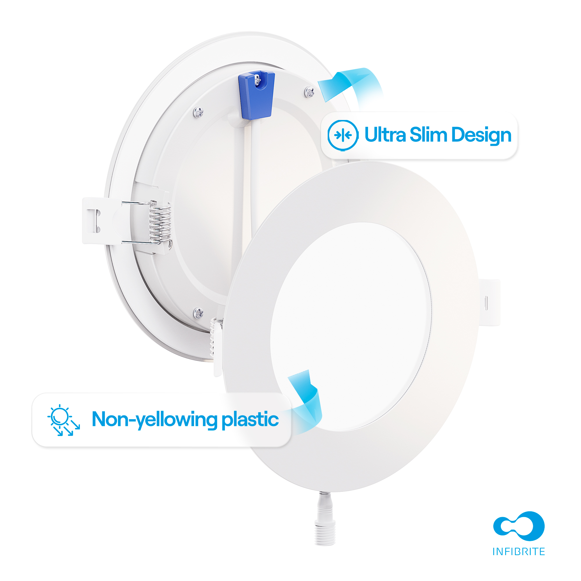4 Inch Ultra-Thin Recessed LED Downlight, 9W 750LM, 5CCT Selectable, White Trim, Wet Rated, Triac Dimmable, ETL, FCC, Energy Star thumbnail 7