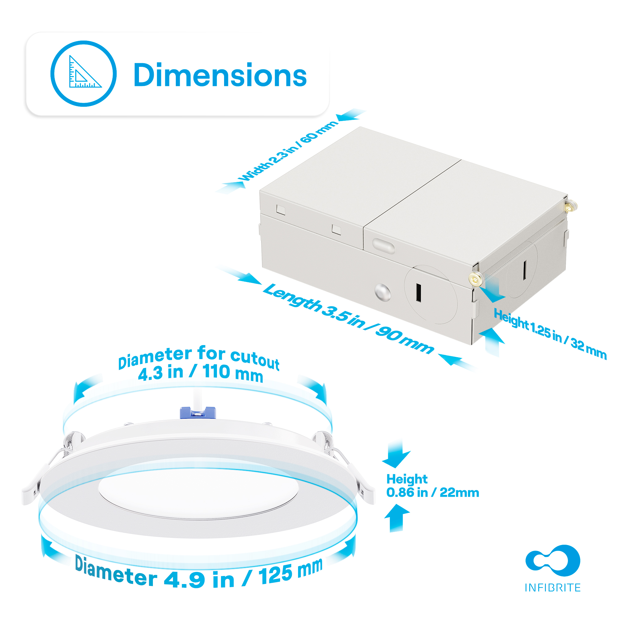 4 Inch Ultra-Thin Recessed LED Downlight, 9W 750LM, 5CCT Selectable, White Trim, Wet Rated, Triac Dimmable, ETL, FCC, Energy Star thumbnail 8