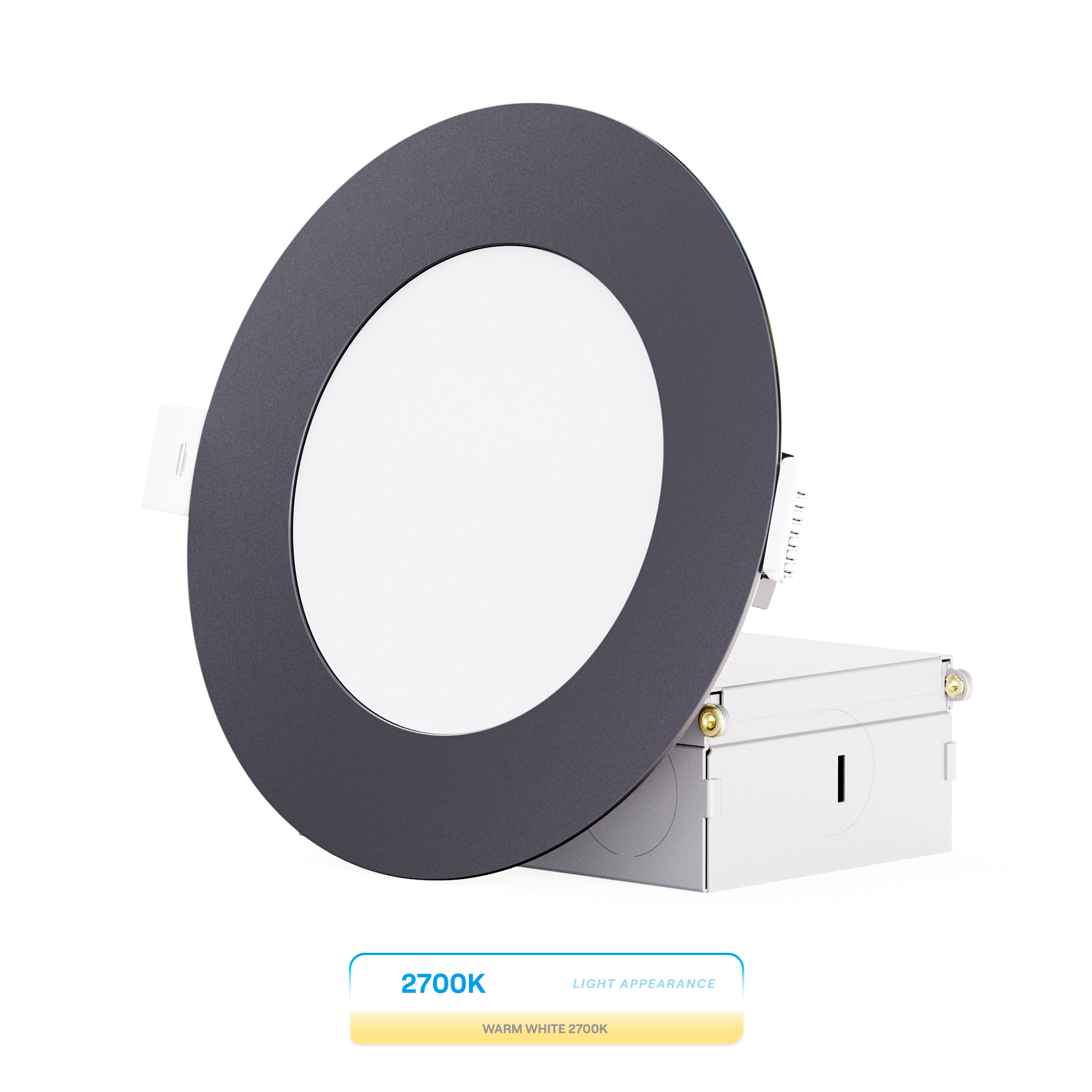 4 Inch Ultra-Thin Recessed LED Downlight, 9W 750LM, 2700K Soft White, Black Trim, Wet Rated, Triac Dimmable, ETL, FCC, Energy Star, (6 Pack)