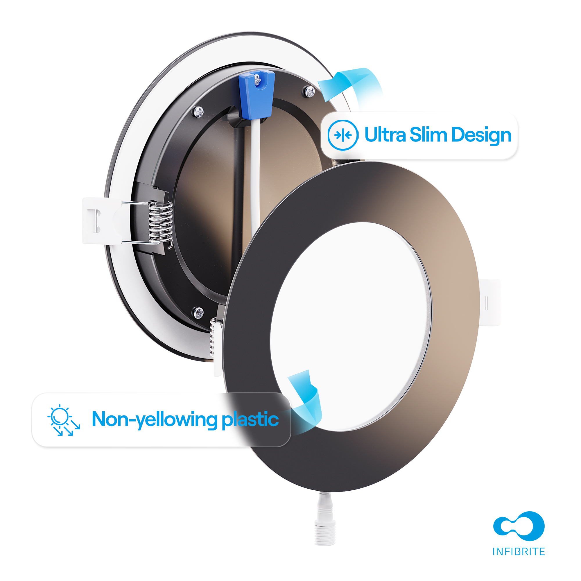 4 Inch Ultra-Thin Recessed LED Downlight, 9W 750LM, 2700K Soft White, Black Trim, Wet Rated, Triac Dimmable, ETL, FCC, Energy Star, (6 Pack) thumbnail 8