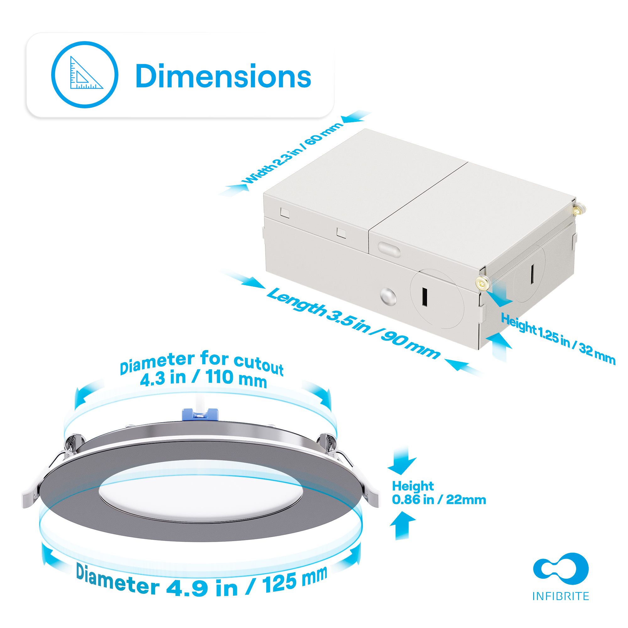 4 Inch Ultra-Thin Recessed LED Downlight, 9W 750LM, 4000K Cool White, Black Trim, Wet Rated, Triac Dimmable, ETL, FCC, Energy Star thumbnail 8