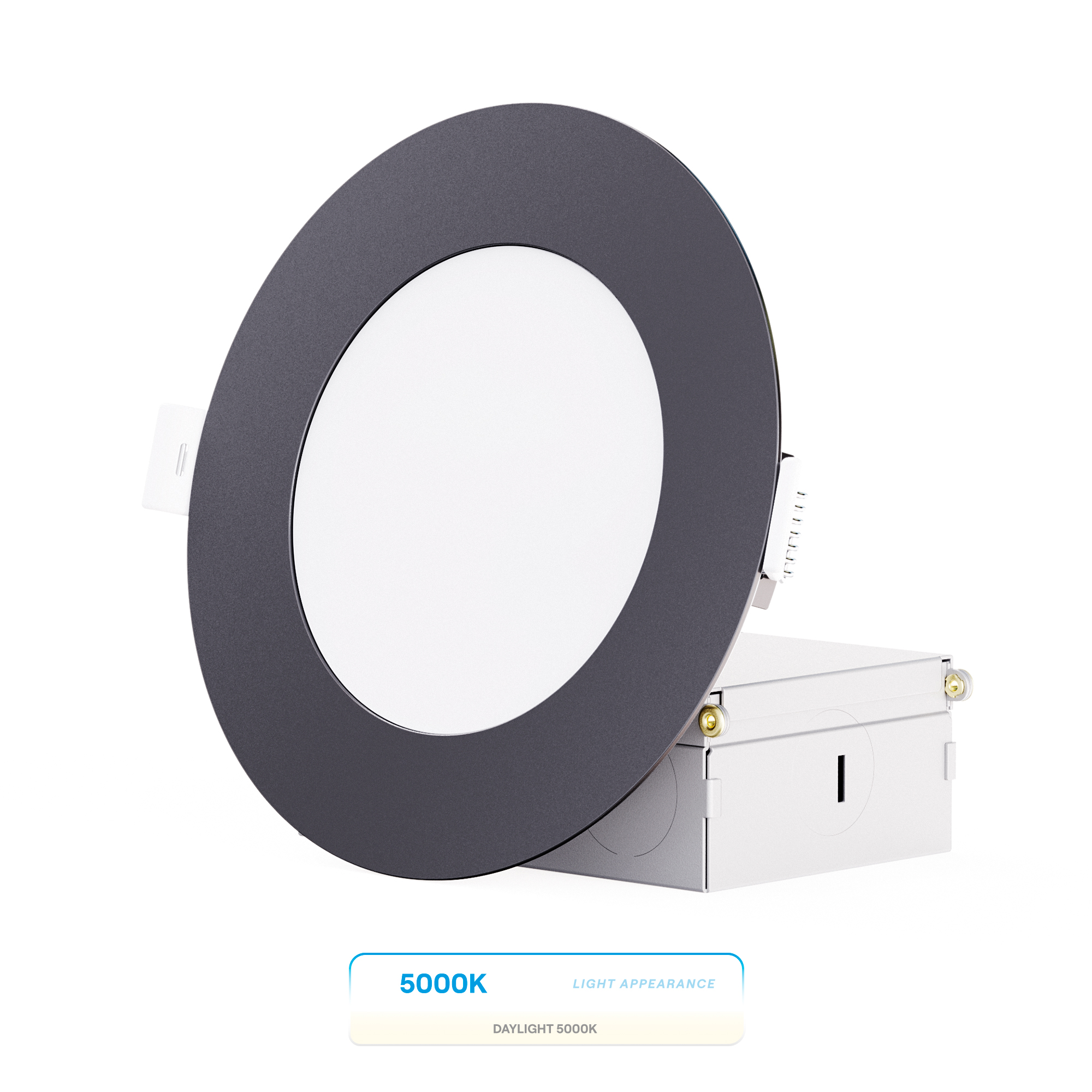 4 Inch Ultra-Thin Recessed LED Downlight, 9W 750LM, 5000K Daylight, Black Trim, Wet Rated, Triac Dimmable, ETL, FCC, Energy Star, (6 Pack)