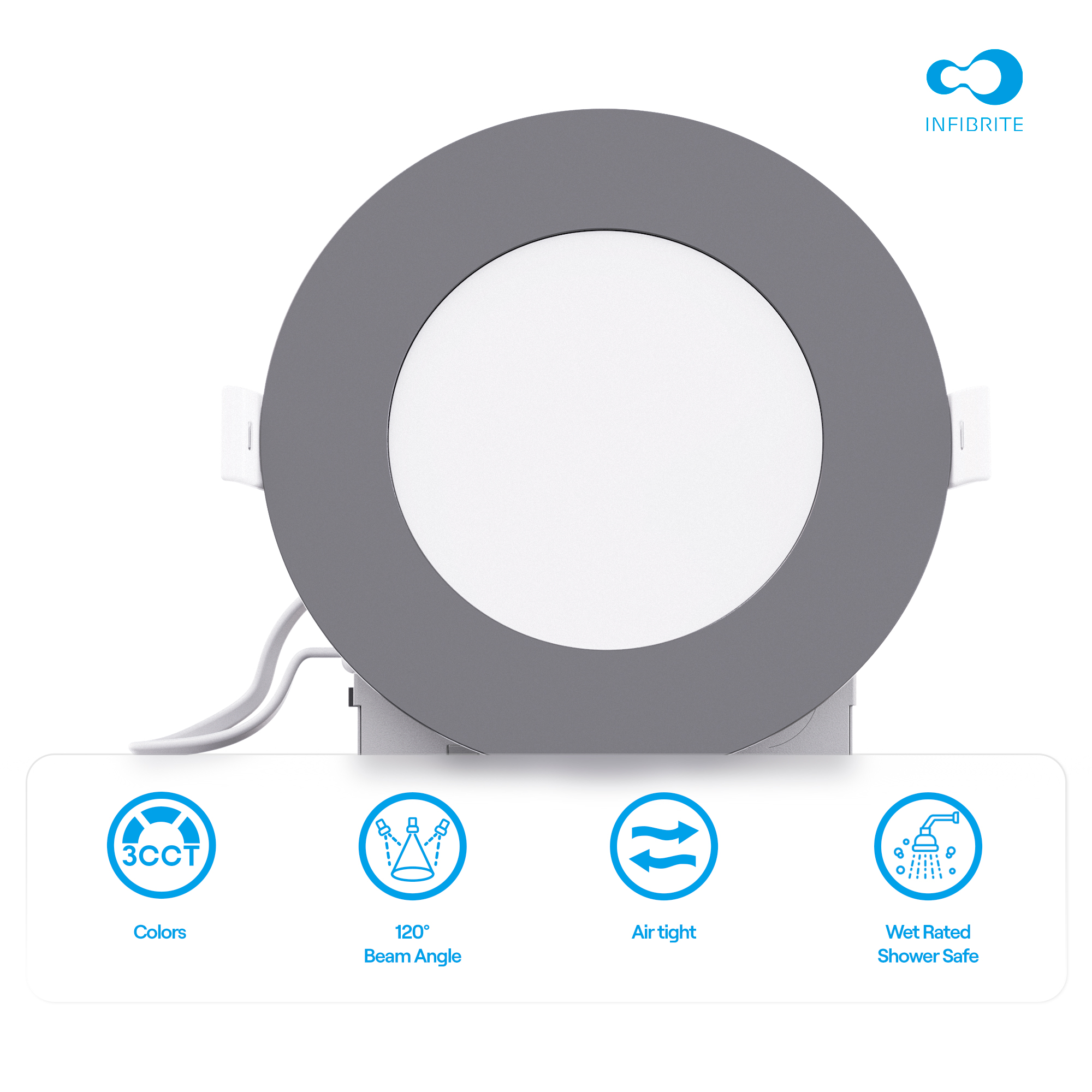 4 Inch Ultra-Thin Recessed LED Downlight, 9W 750LM, 3CCT Selectable, Black Trim, Wet Rated, Triac Dimmable, ETL, FCC, Energy Star thumbnail 5