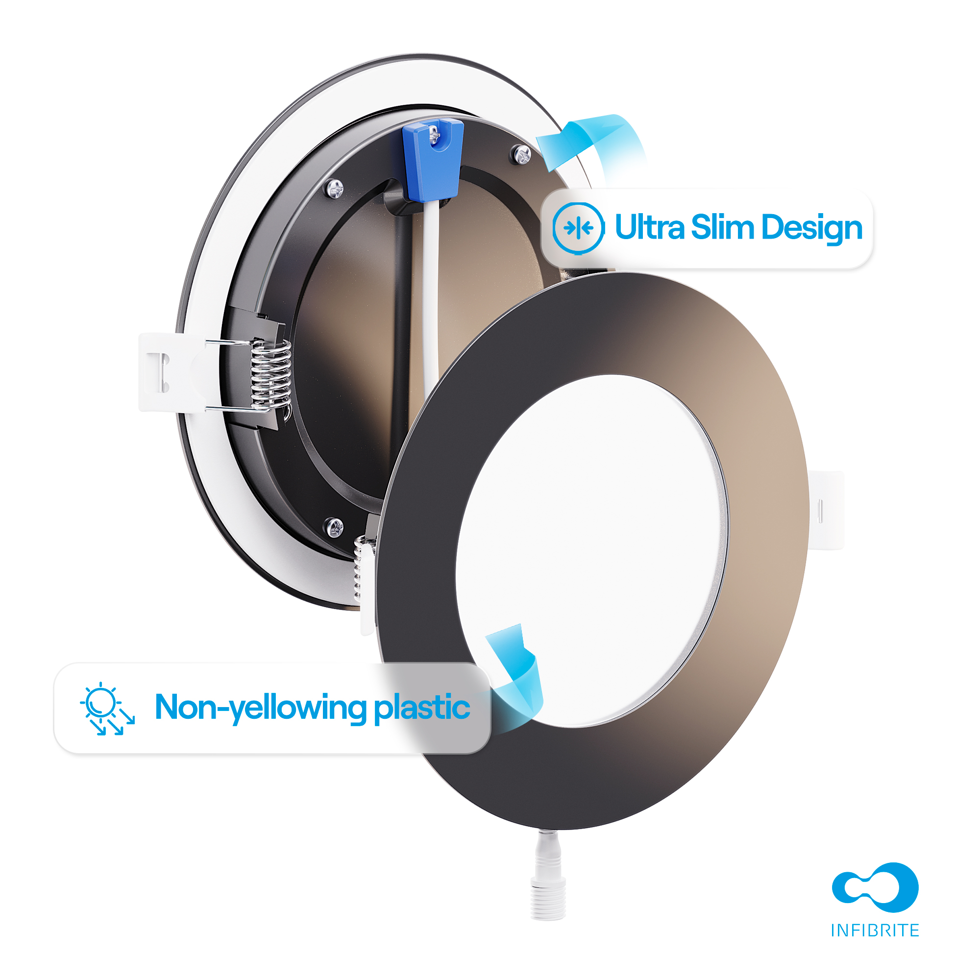 4 Inch Ultra-Thin Recessed LED Downlight, 9W 750LM, 5CCT Selectable, Black Trim, Wet Rated, Triac Dimmable, ETL, FCC, Energy Star, (6 Pack) thumbnail 8