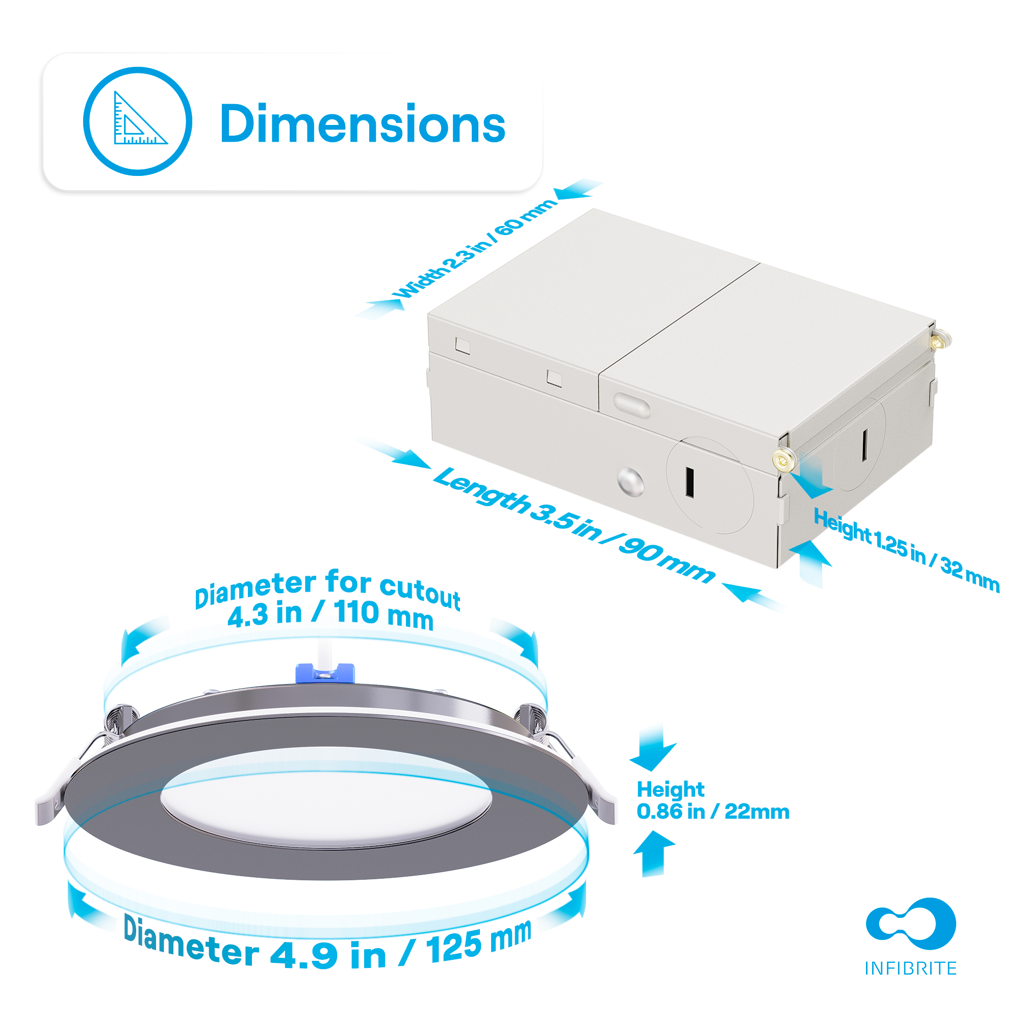 4 Inch Ultra-Thin Recessed LED Downlight, 9W 750LM, 5CCT Selectable, Black Trim, Wet Rated, Triac Dimmable, ETL, FCC, Energy Star thumbnail 8