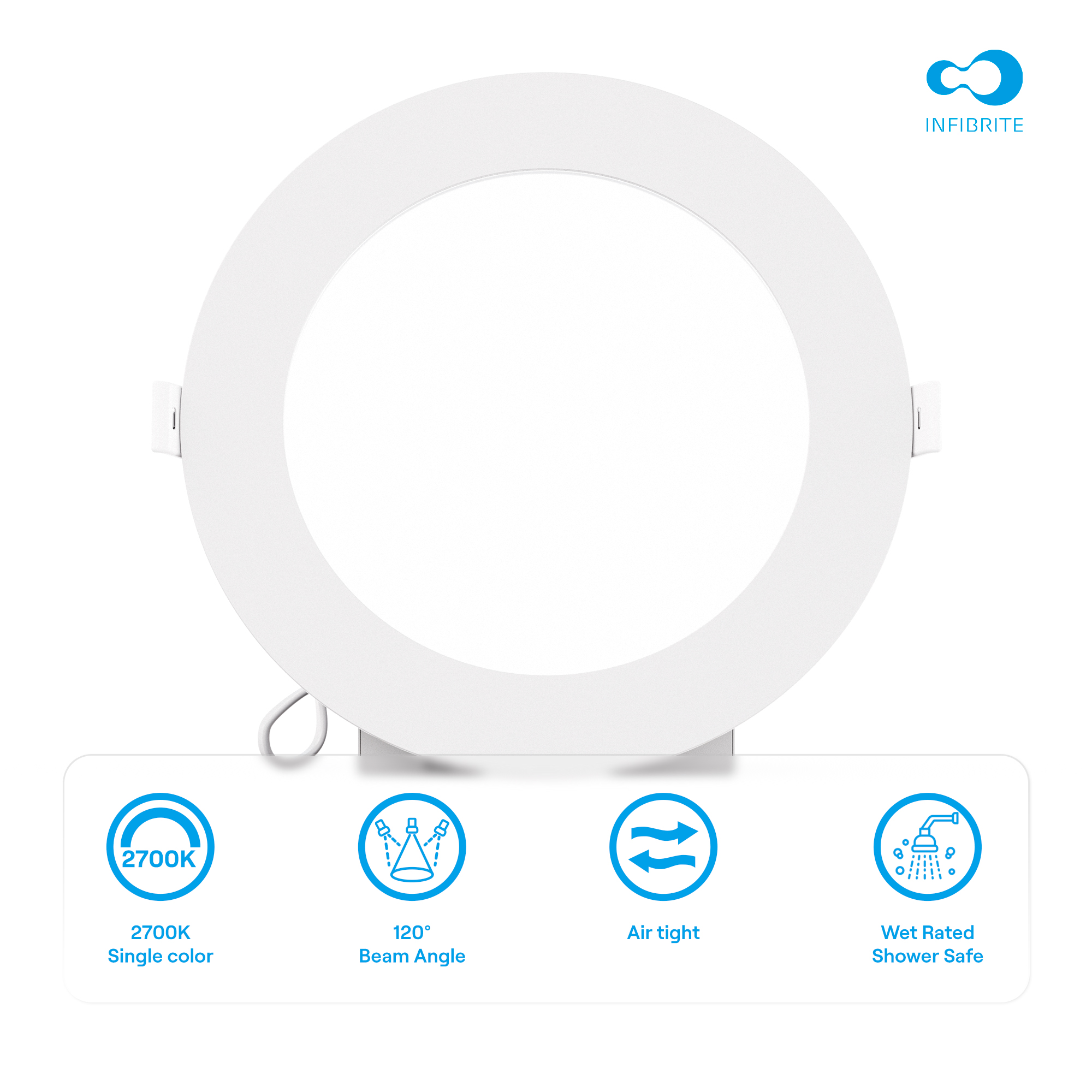 6 Inch Ultra-Thin Recessed LED Downlight, 12W 1,050LM, 2700K Soft White, White Trim, Wet Rated, Triac Dimmable, ETL, FCC, Energy Star thumbnail 5