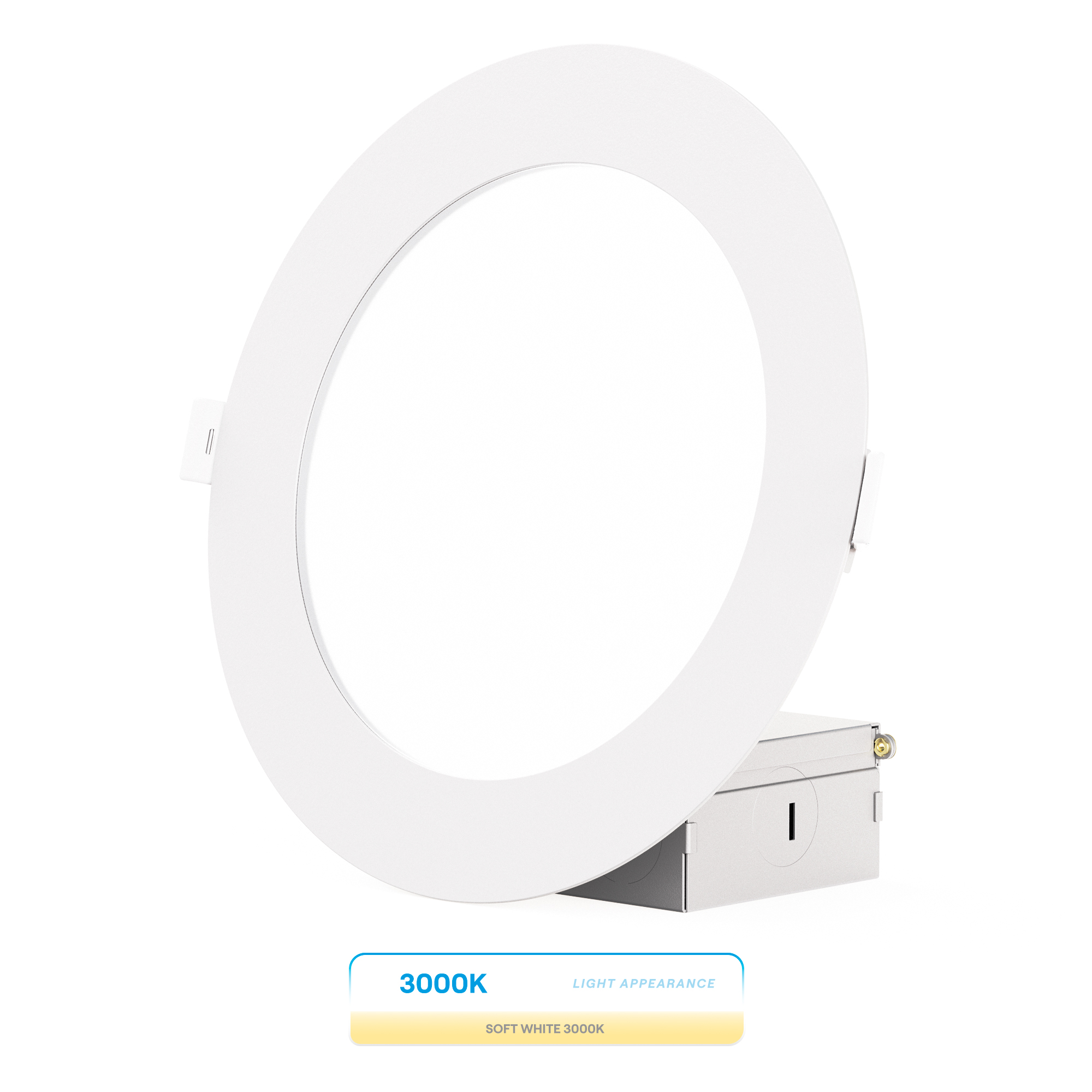 6 Inch Ultra-Thin Recessed LED Downlight, 12W 1,050LM, 3000K Warm White, White Trim, Wet Rated, Triac Dimmable, ETL, FCC, Energy Star