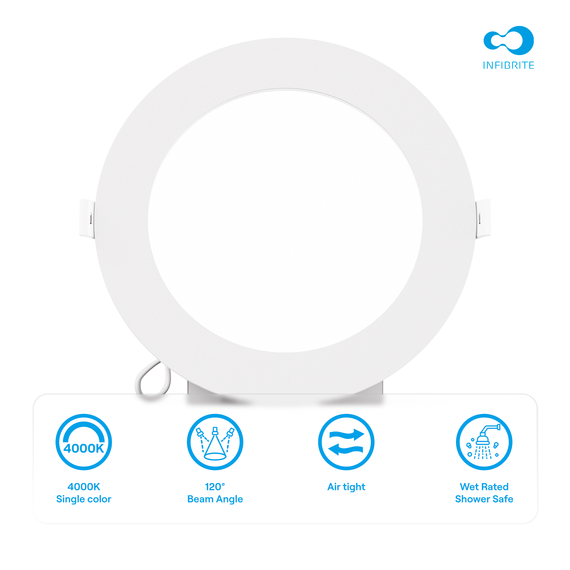 6 Inch Ultra-Thin Recessed LED Downlight, 12W 1,050LM, 4000K Cool White, White Trim, Wet Rated, Triac Dimmable, ETL, FCC, Energy Star, (6 Pack) thumbnail 6