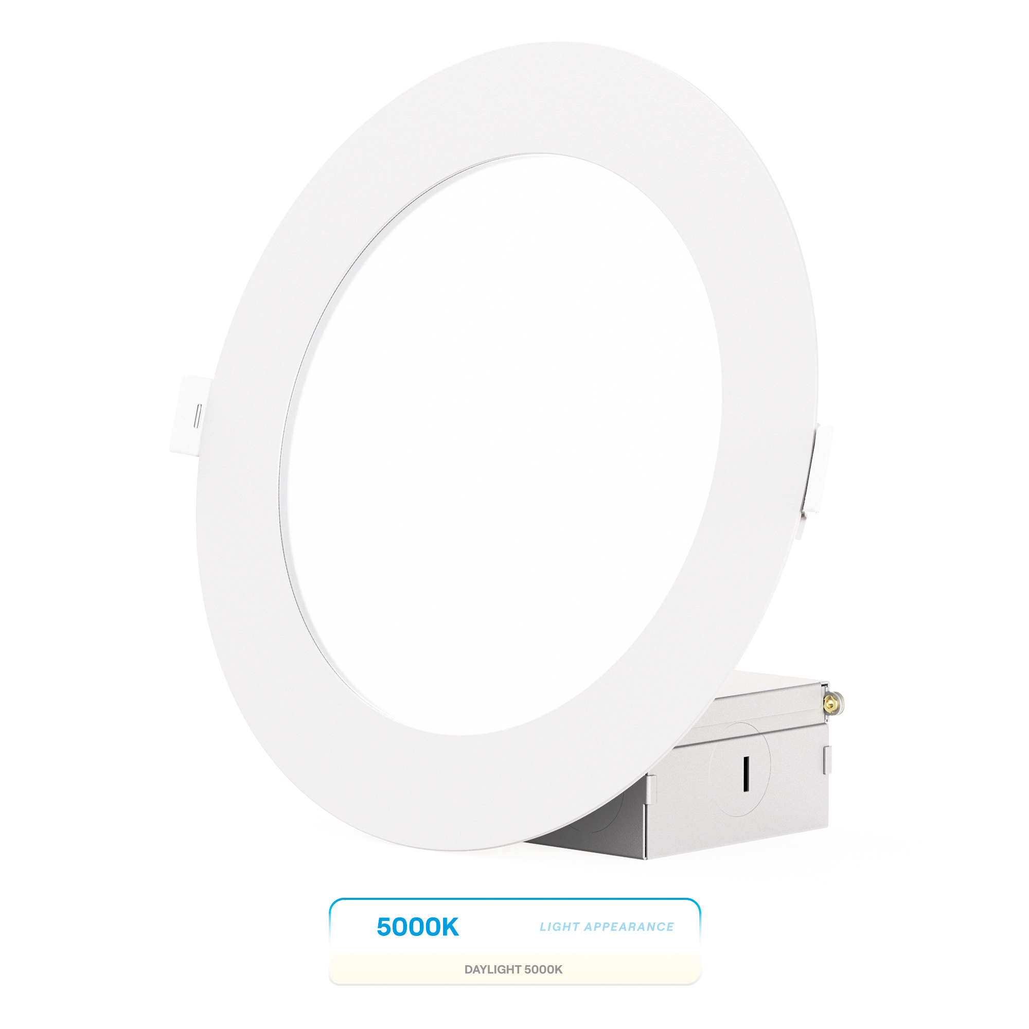 6 Inch Ultra-Thin Recessed LED Downlight, 12W 1,050LM, 5000K Daylight, White Trim, Wet Rated, Triac Dimmable, ETL, FCC, Energy Star