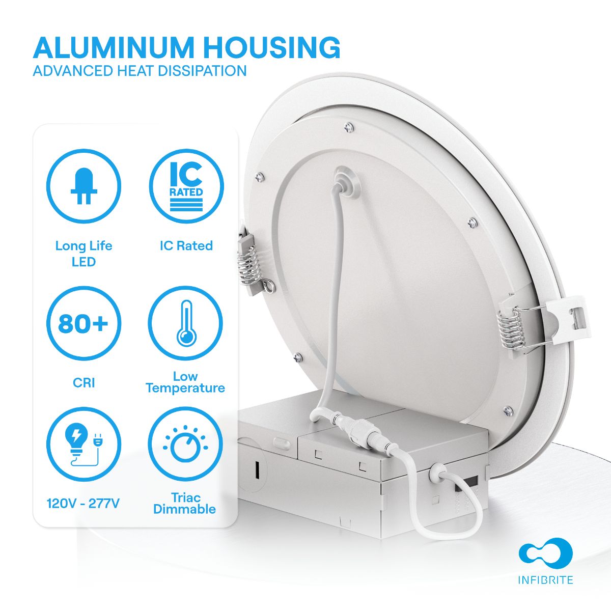 6 Inch Ultra-Thin Recessed LED Downlight, 12W 1,050LM, 3CCT Selectable, White Trim, Wet Rated, Triac Dimmable, ETL, FCC, Energy Star, (6 Pack) thumbnail 4