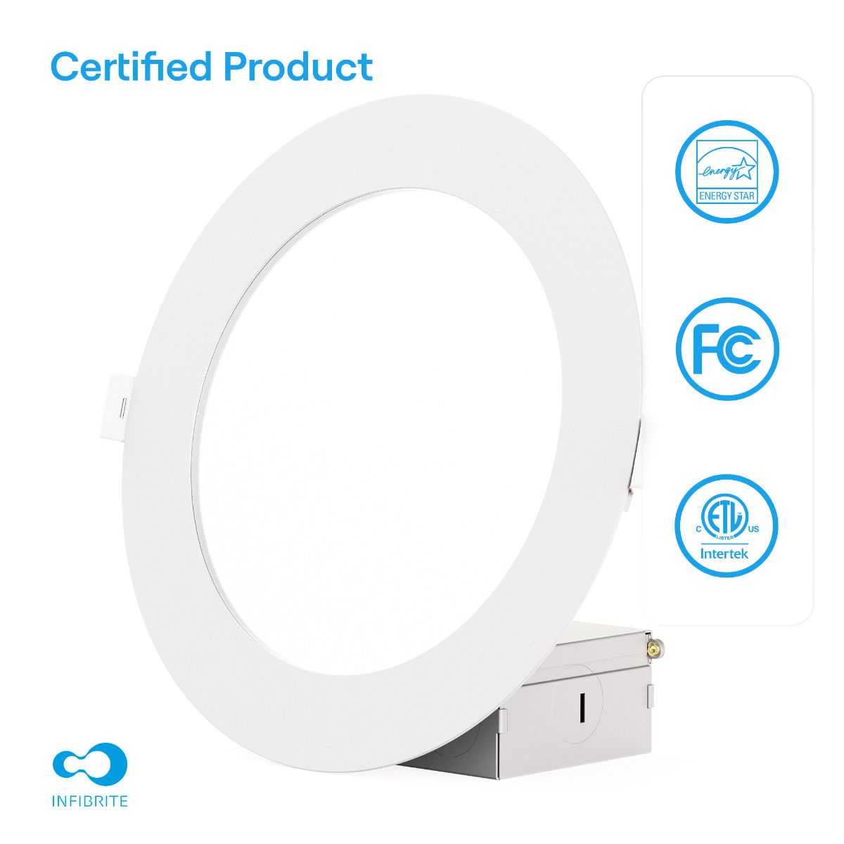 6 Inch Ultra-Thin Recessed LED Downlight, 12W 1,050LM, 3CCT Selectable, White Trim, Wet Rated, Triac Dimmable, ETL, FCC, Energy Star, (6 Pack) thumbnail 5