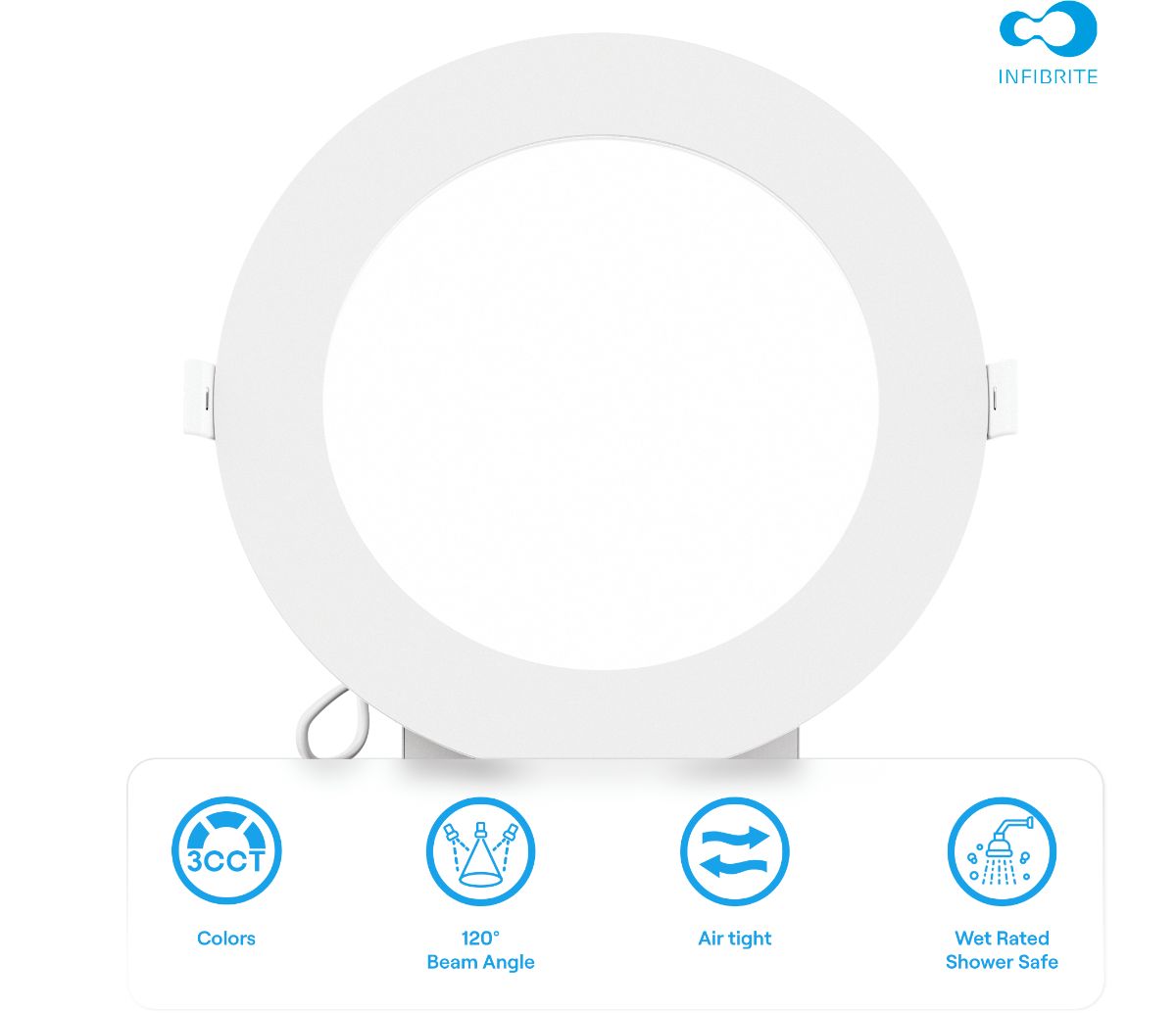 6 Inch Ultra-Thin Recessed LED Downlight, 12W 1,050LM, 3CCT Selectable, White Trim, Wet Rated, Triac Dimmable, ETL, FCC, Energy Star, (6 Pack) thumbnail 6