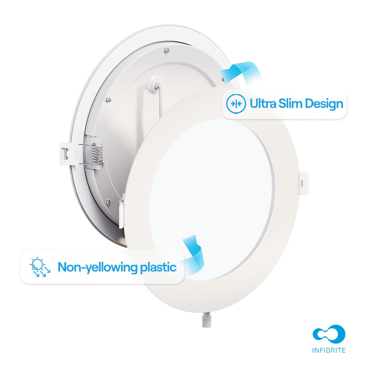 6 Inch Ultra-Thin Recessed LED Downlight, 12W 1,050LM, 3CCT Selectable, White Trim, Wet Rated, Triac Dimmable, ETL, FCC, Energy Star, (6 Pack) thumbnail 8