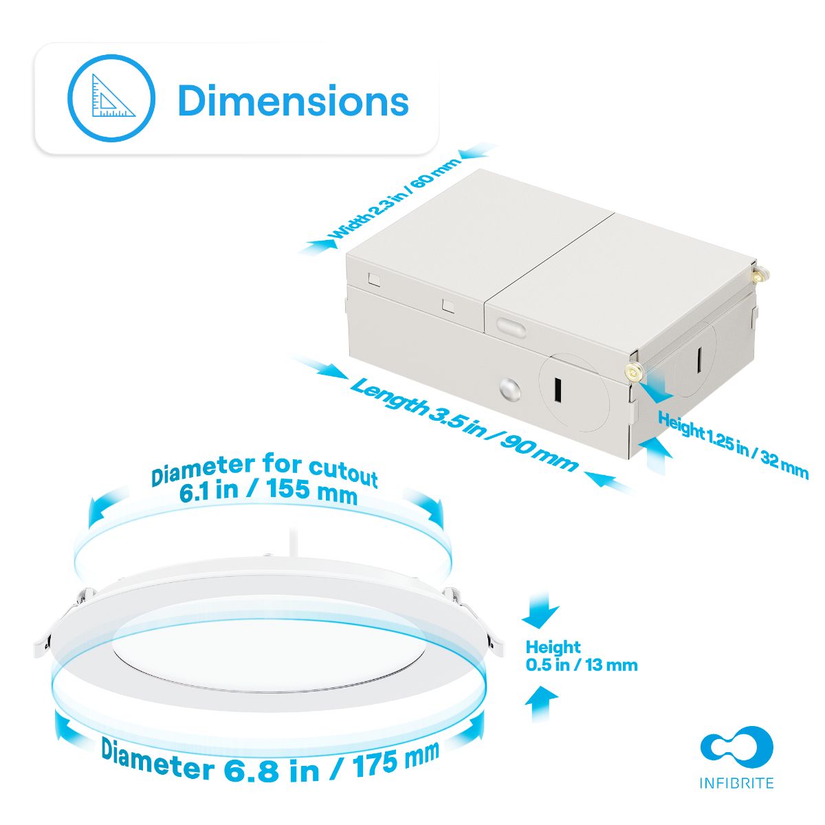 6 Inch Ultra-Thin Recessed LED Downlight, 12W 1,050LM, 3CCT Selectable, White Trim, Wet Rated, Triac Dimmable, ETL, FCC, Energy Star thumbnail 8