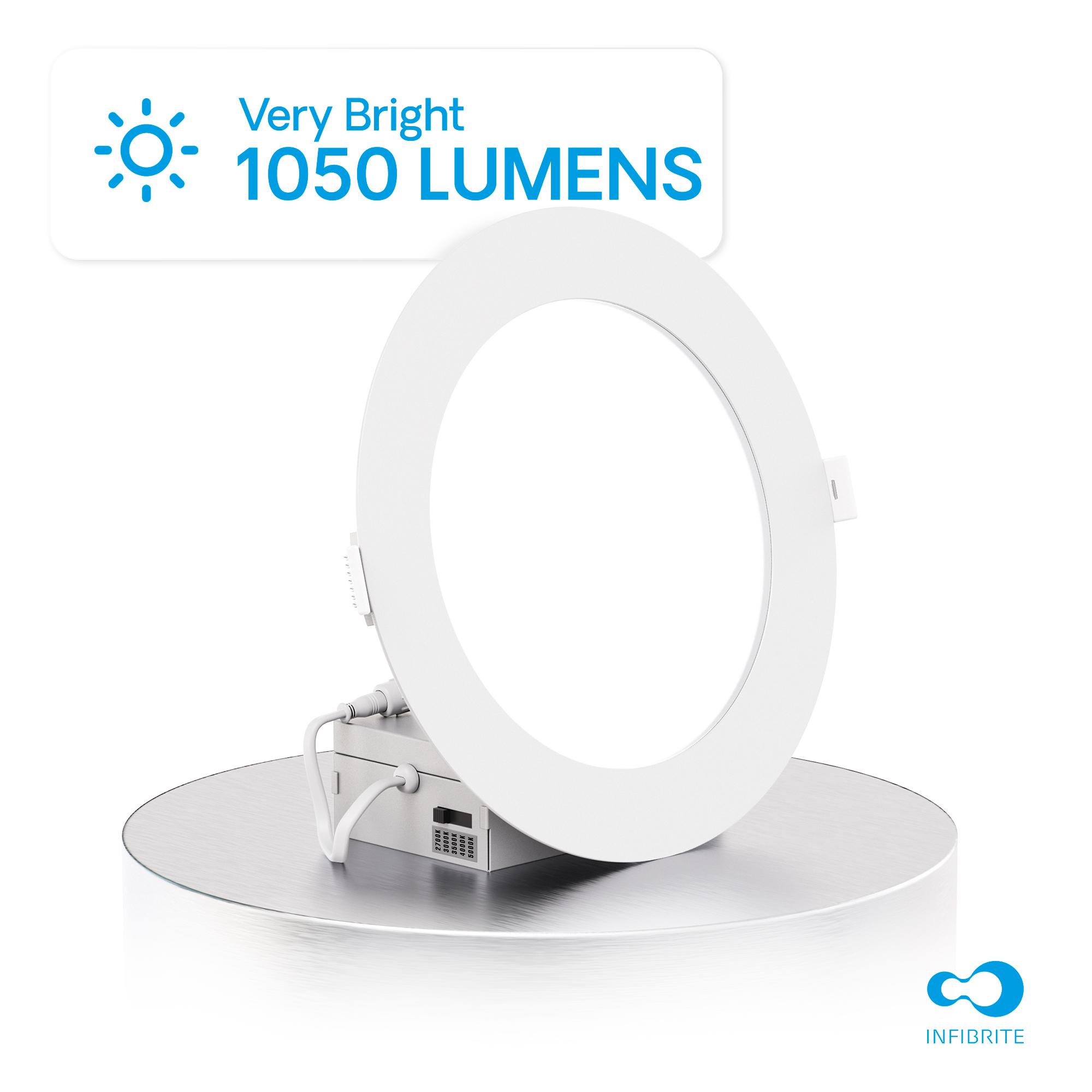 6 Inch Ultra-Thin Recessed LED Downlight, 12W 1,050LM, 5CCT Selectable, White Trim, Wet Rated, Triac Dimmable, ETL, FCC, Energy Star, (12 Pack) thumbnail 3