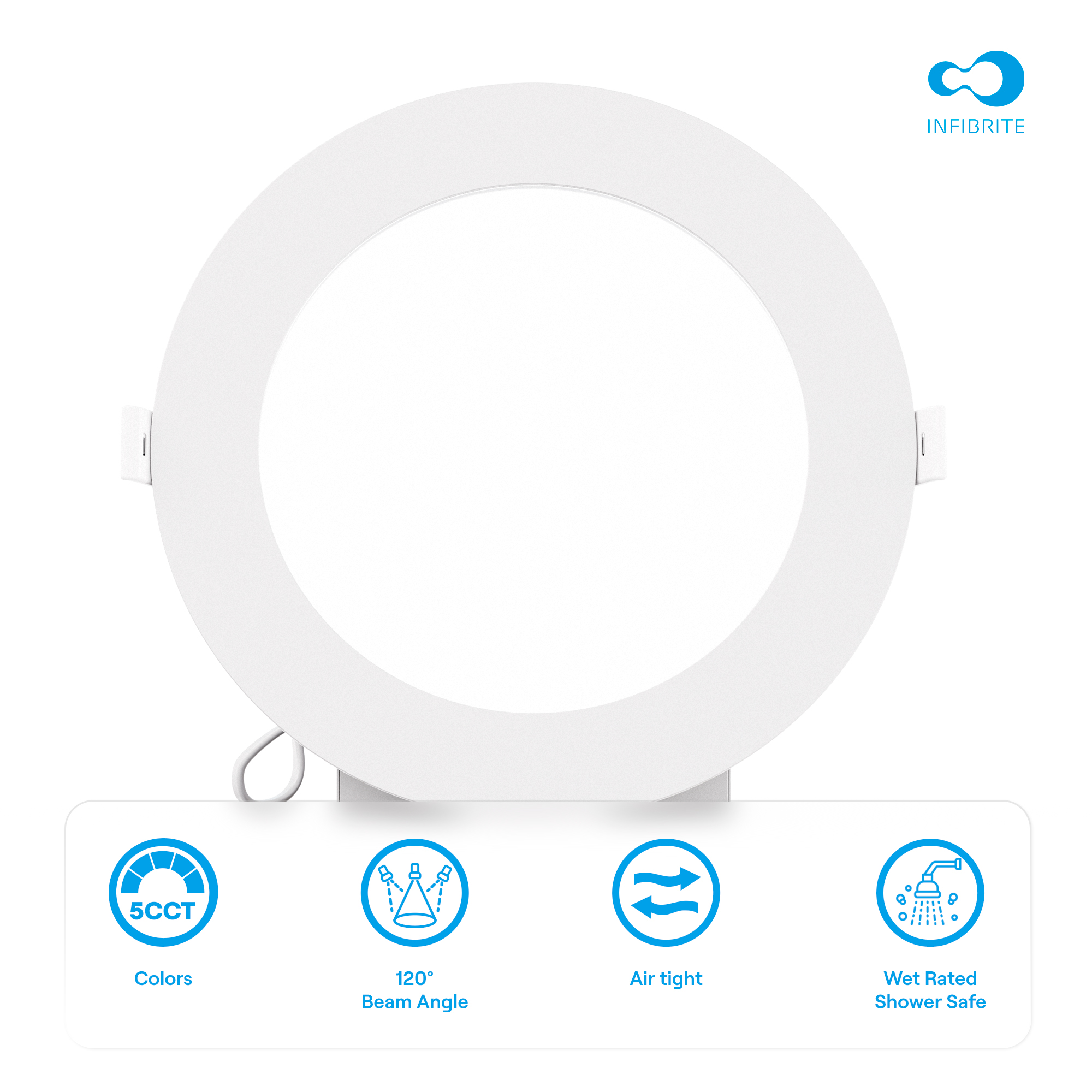 6 Inch Ultra-Thin Recessed LED Downlight, 12W 1,050LM, 5CCT Selectable, White Trim, Wet Rated, Triac Dimmable, ETL, FCC, Energy Star, (12 Pack) thumbnail 6
