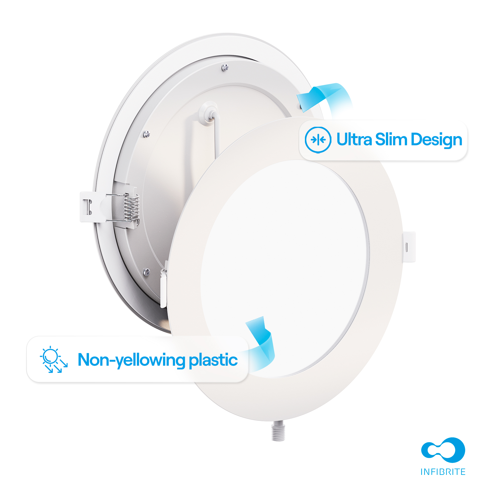 6 Inch Ultra-Thin Recessed LED Downlight, 12W 1,050LM, 5CCT Selectable, White Trim, Wet Rated, Triac Dimmable, ETL, FCC, Energy Star, (12 Pack) thumbnail 8