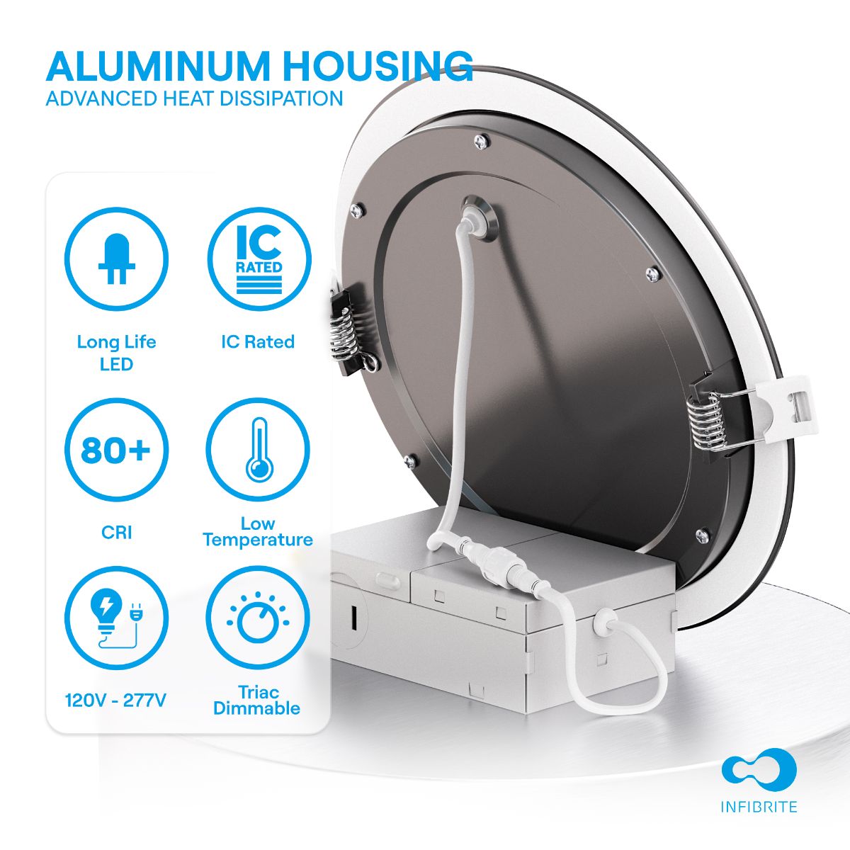 6 Inch Ultra-Thin Recessed LED Downlight, 12W 1,050LM, 3000K Warm White, Black Trim, Wet Rated, Triac Dimmable, ETL, FCC, Energy Star, (24 Pack) thumbnail 4