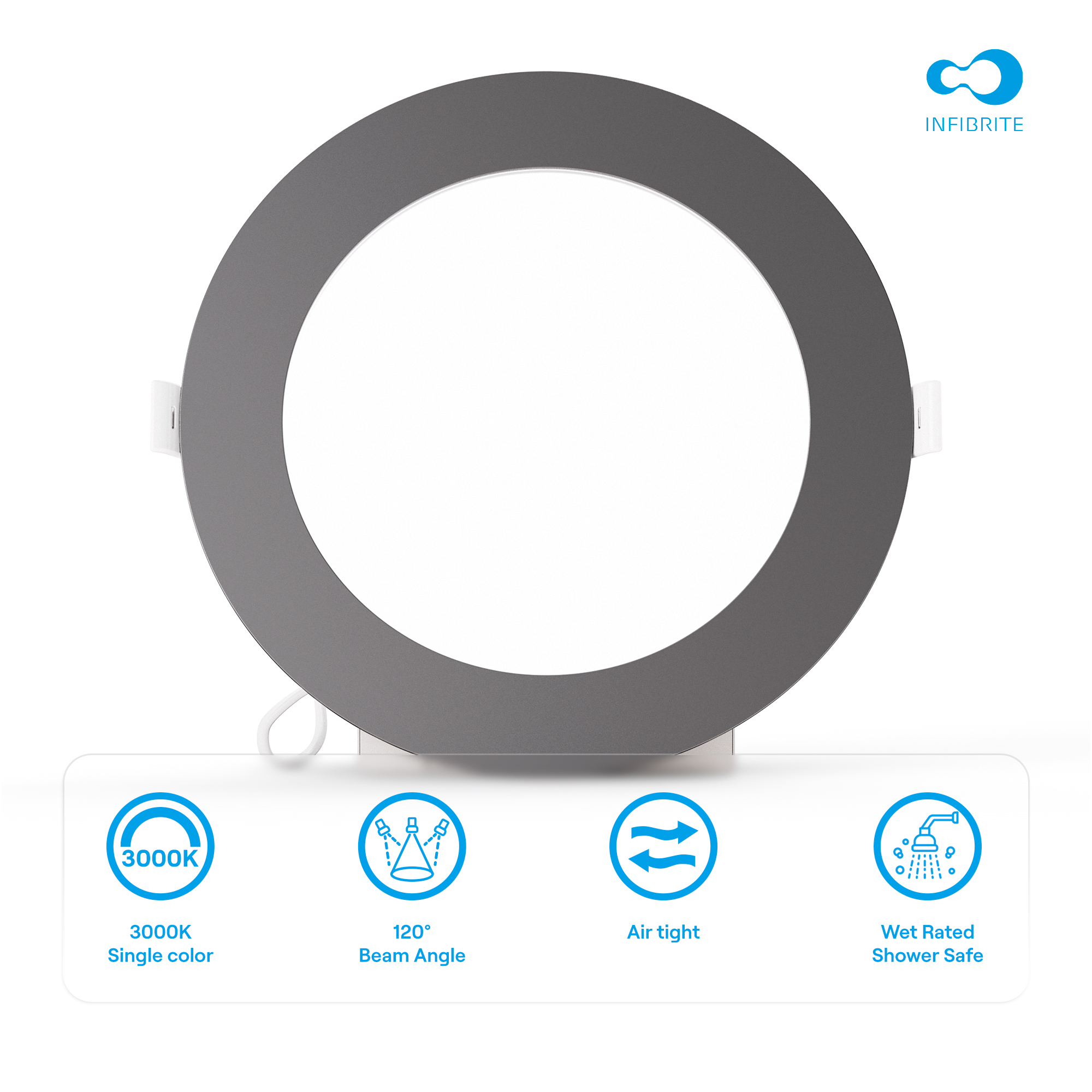 6 Inch Ultra-Thin Recessed LED Downlight, 12W 1,050LM, 3000K Warm White, Black Trim, Wet Rated, Triac Dimmable, ETL, FCC, Energy Star, (24 Pack) thumbnail 6