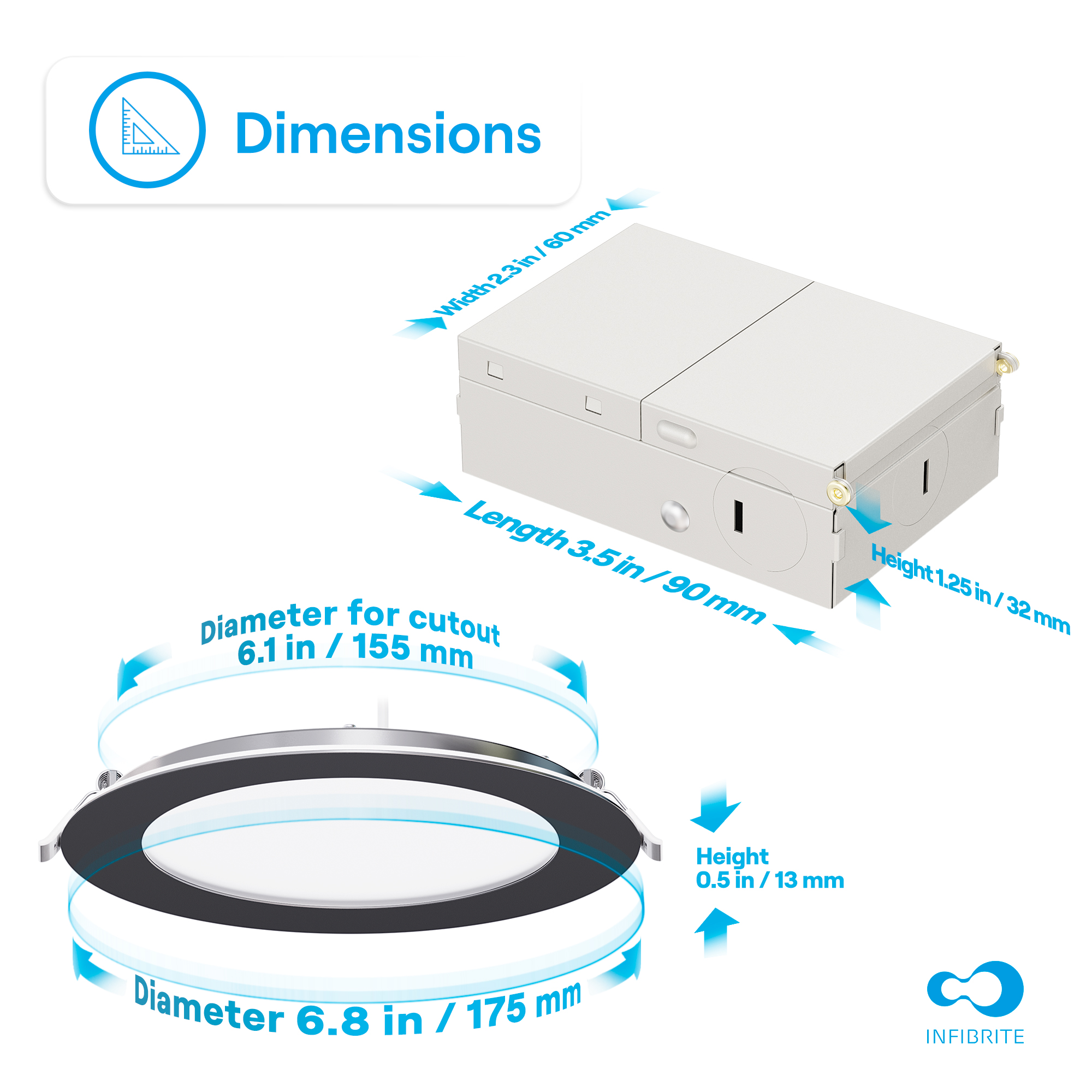 6 Inch Ultra-Thin Recessed LED Downlight, 12W 1,050LM, 4000K Cool White, Black Trim, Wet Rated, Triac Dimmable, ETL, FCC, Energy Star thumbnail 8