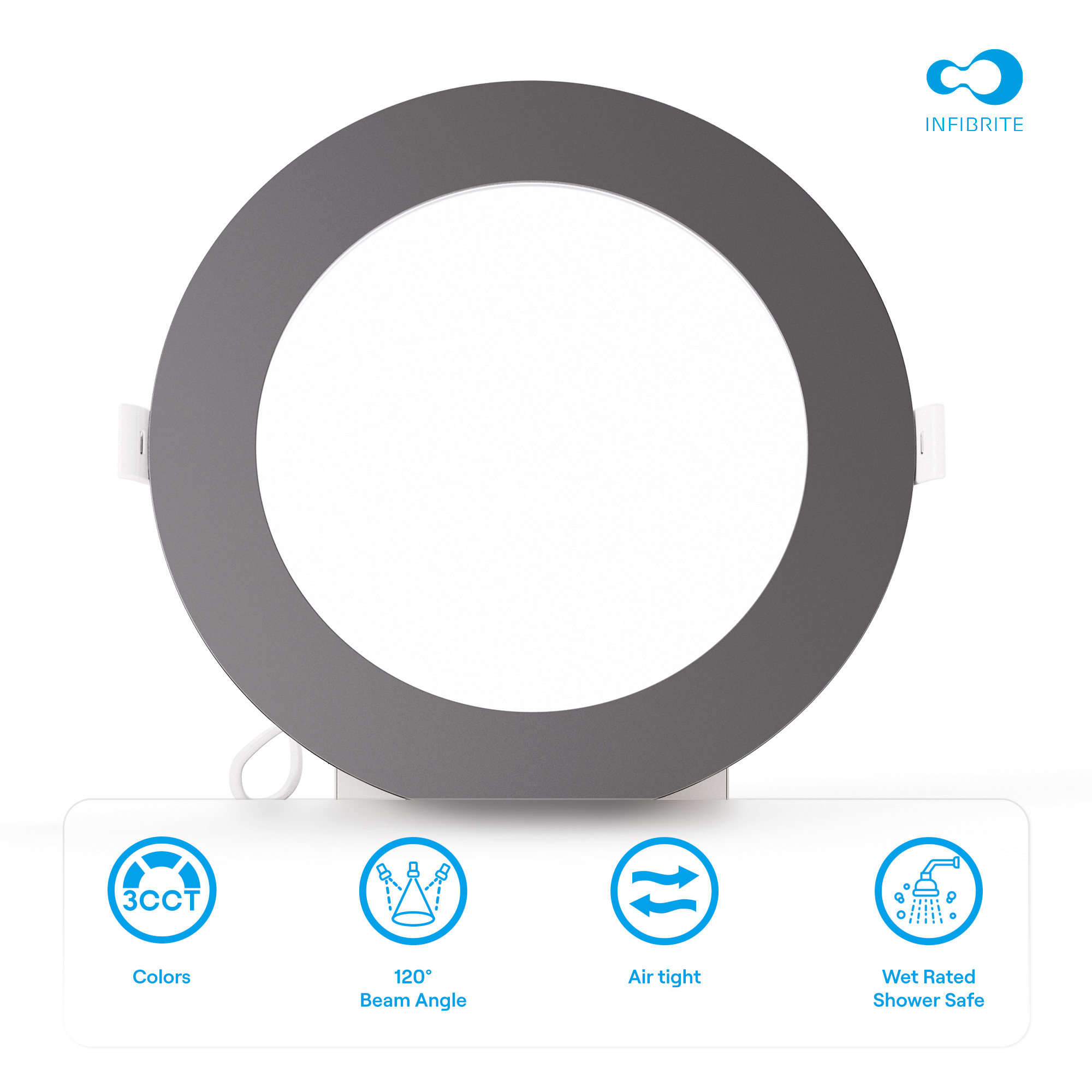 6 Inch Ultra-Thin Recessed LED Downlight, 12W 1,050LM, 3CCT Selectable, Black Trim, Wet Rated, Triac Dimmable, ETL, FCC, Energy Star, (6 Pack) thumbnail 6
