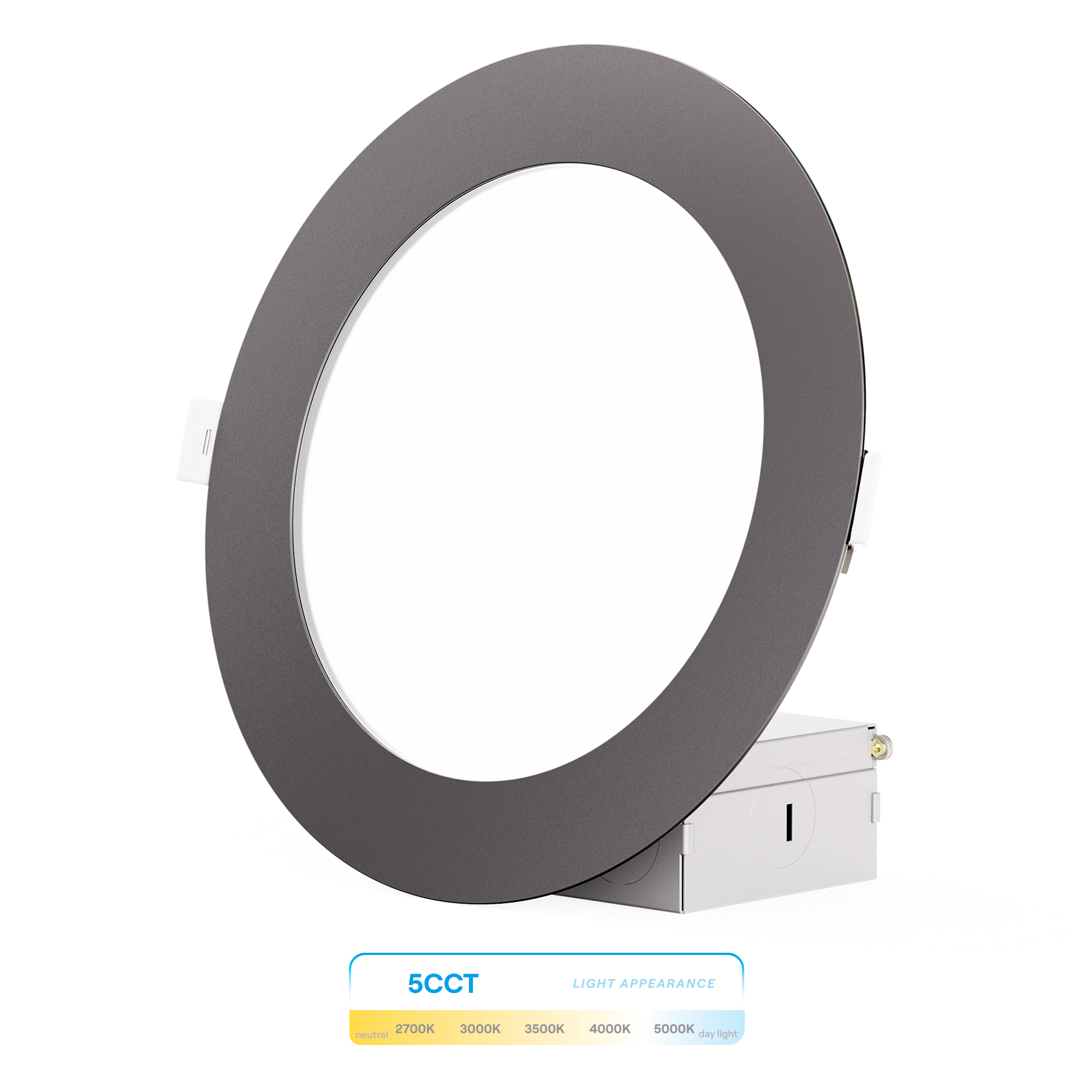 6 Inch Ultra-Thin Recessed LED Downlight, 12W 1,050LM, 5CCT Selectable, Black Trim, Wet Rated, Triac Dimmable, ETL, FCC, Energy Star, (6 Pack)