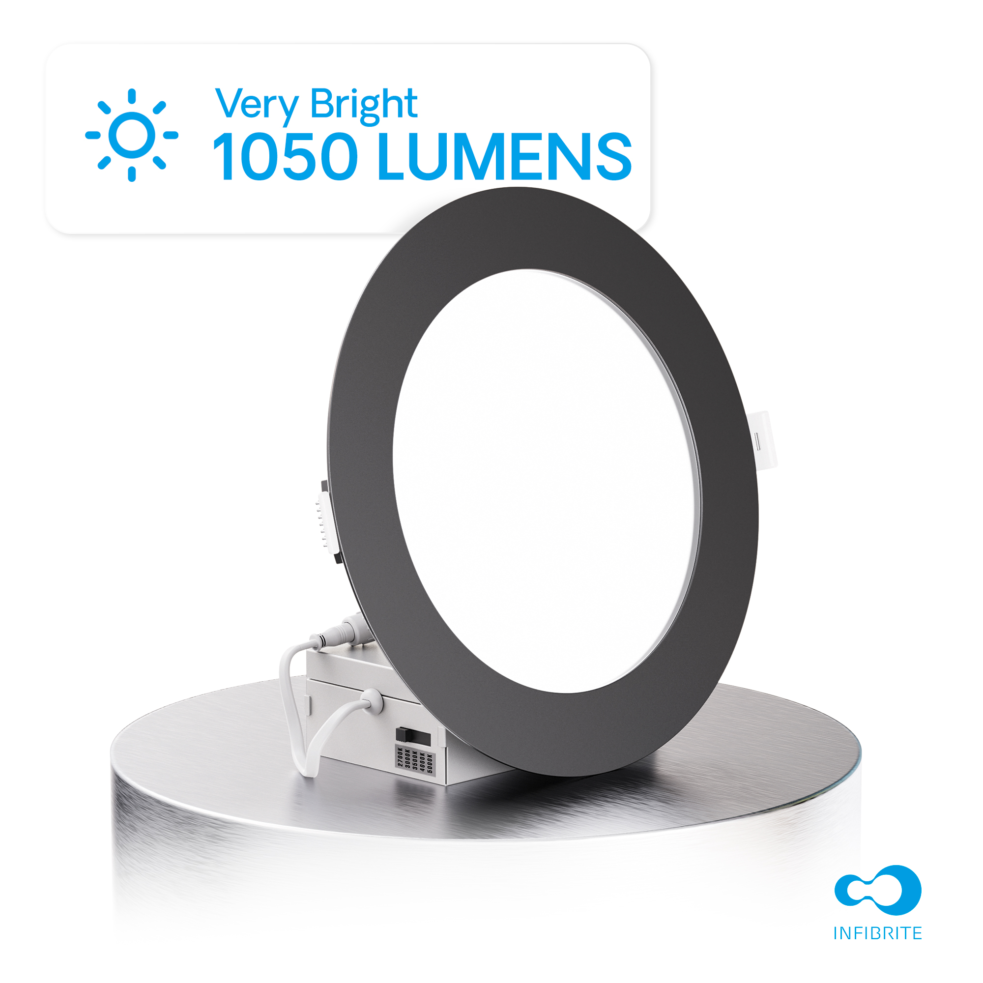 6 Inch Ultra-Thin Recessed LED Downlight, 12W 1,050LM, 5CCT Selectable, Black Trim, Wet Rated, Triac Dimmable, ETL, FCC, Energy Star, (6 Pack) thumbnail 3