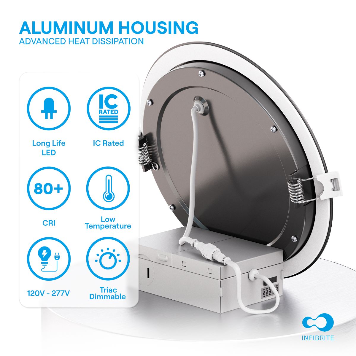 6 Inch Ultra-Thin Recessed LED Downlight, 12W 1,050LM, 5CCT Selectable, Black Trim, Wet Rated, Triac Dimmable, ETL, FCC, Energy Star, (6 Pack) thumbnail 4
