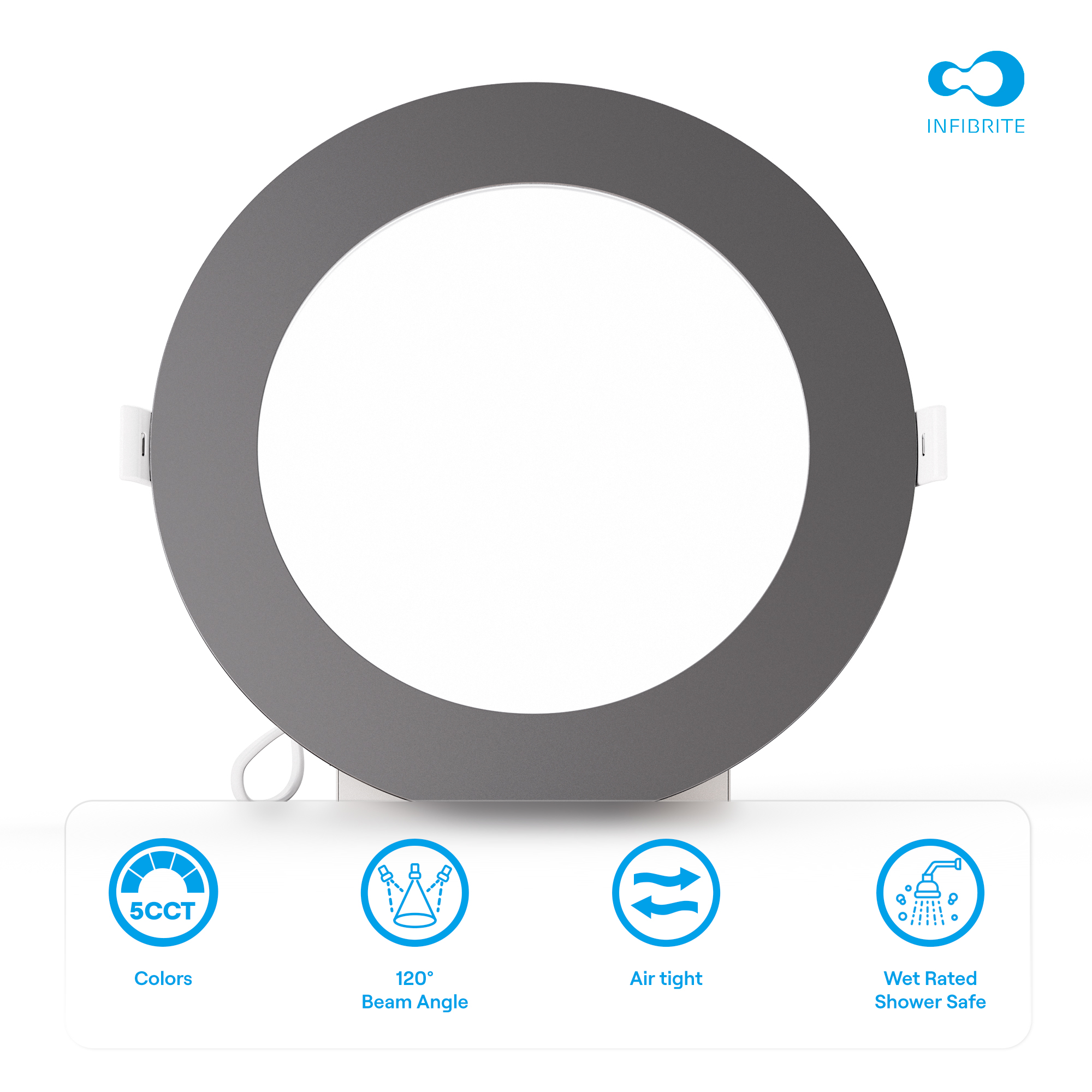 6 Inch Ultra-Thin Recessed LED Downlight, 12W 1,050LM, 5CCT Selectable, Black Trim, Wet Rated, Triac Dimmable, ETL, FCC, Energy Star, (6 Pack) thumbnail 6