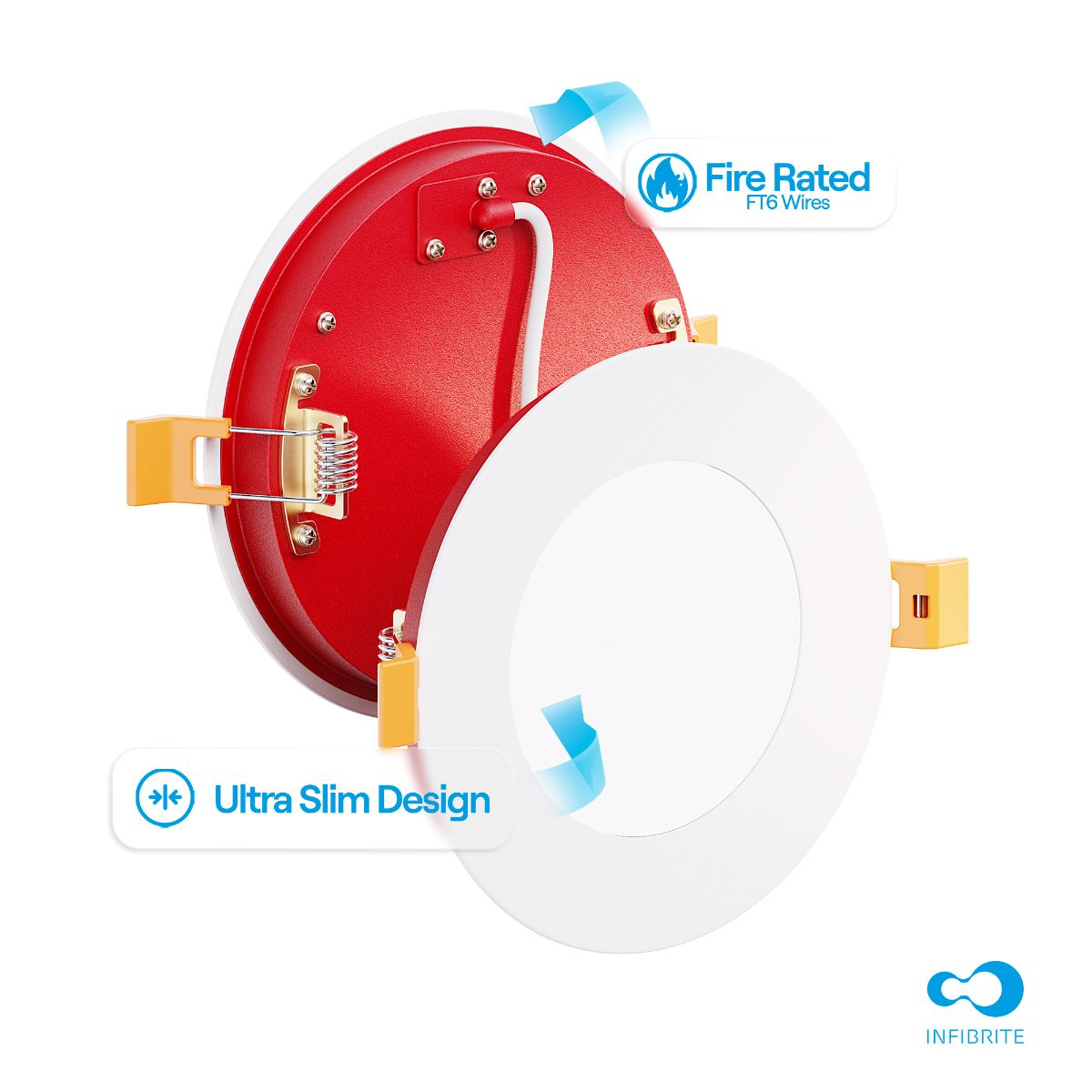 4 Inch Ultra-Thin Recessed LED Downlight, 9W 750LM, 4000K Cool White, White Trim, Fire Rated, Wet Rated, Triac Dimmable, ETL, FCC, Energy Star, (24 Pack) thumbnail 8