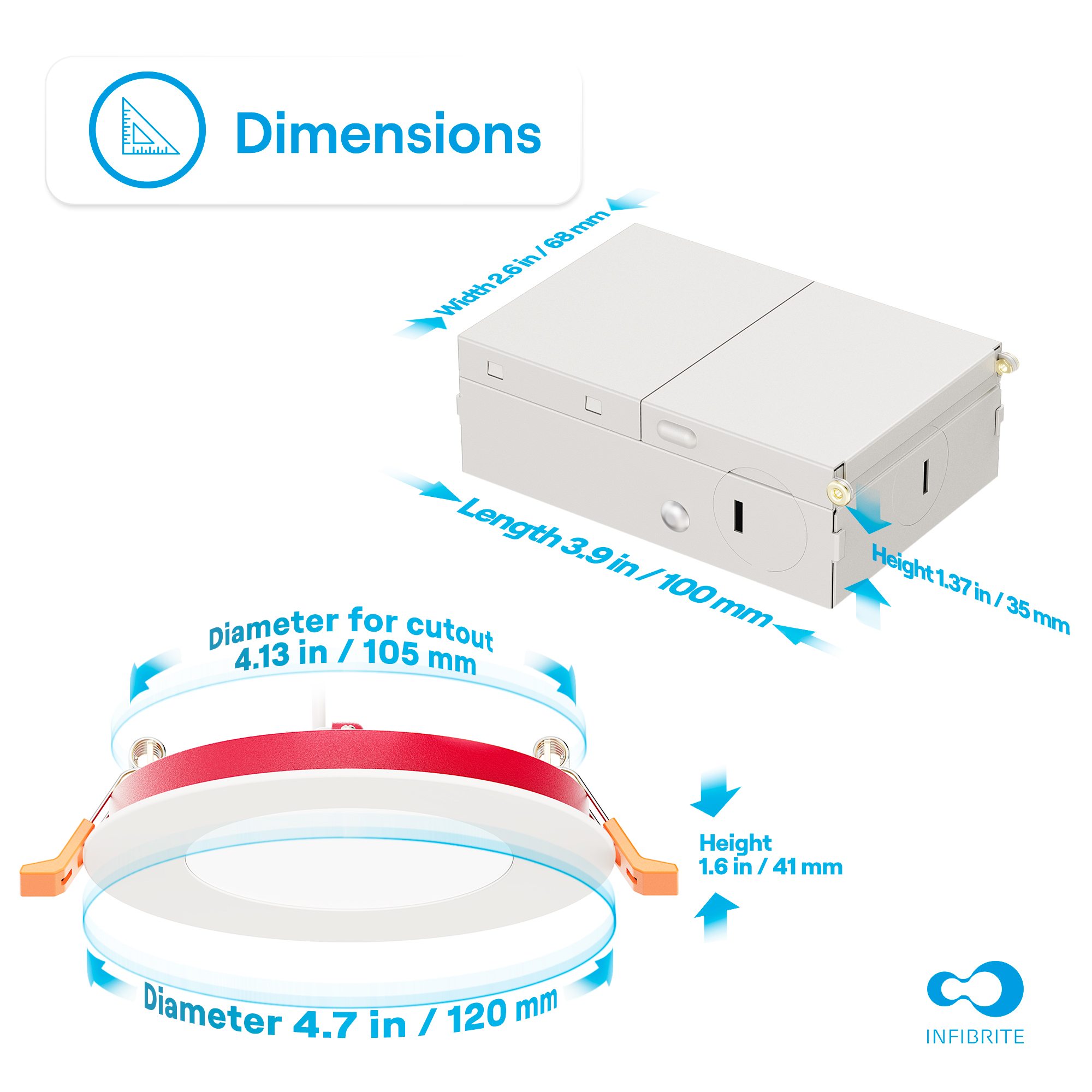 4 Inch Ultra-Thin Recessed LED Downlight, 9W 750LM, 5000K Daylight, White Trim, Fire Rated, Wet Rated, Triac Dimmable, ETL, FCC, Energy Star thumbnail 8