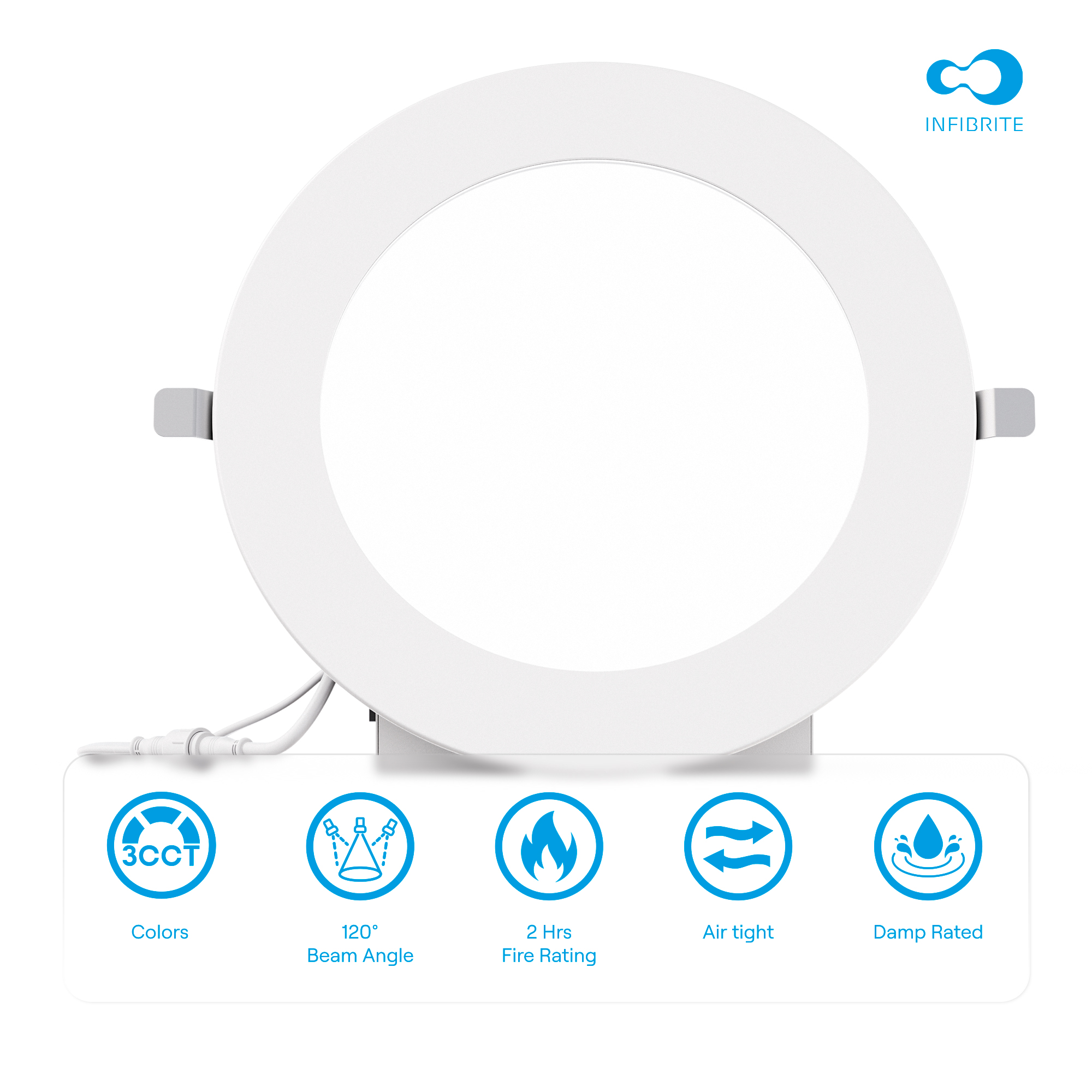 6 Inch Ultra-Thin Recessed LED Downlight, 12W 1,050LM, 3CCT Selectable, White Trim, Fire Rated, Wet Rated, Triac Dimmable, ETL, FCC, Energy Star, (24 Pack) thumbnail 6
