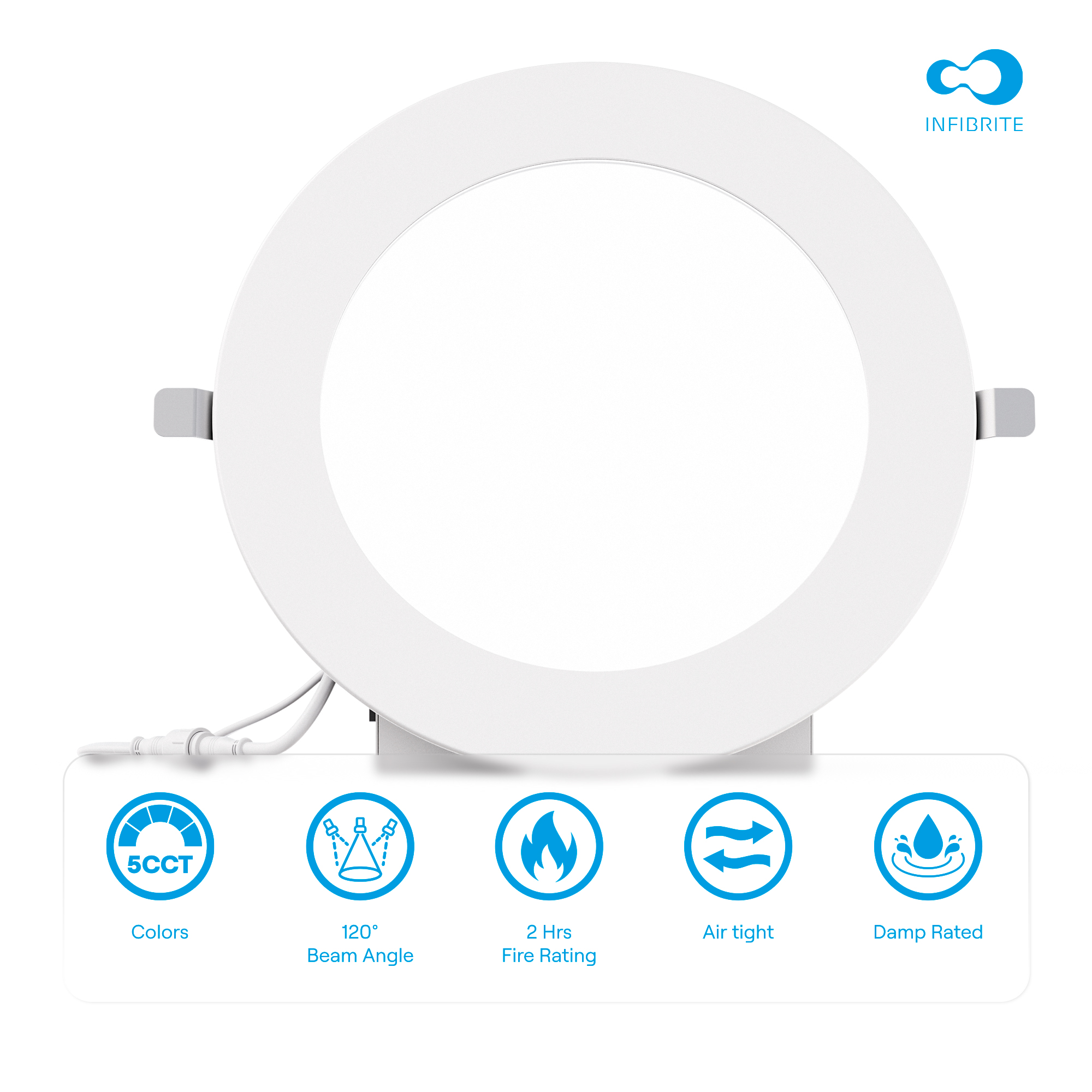 6 Inch Ultra-Thin Recessed LED Downlight, 12W 1,050LM, 5CCT Selectable, White Trim, Fire Rated, Wet Rated, Triac Dimmable, ETL, FCC, Energy Star, (6 Pack) thumbnail 6