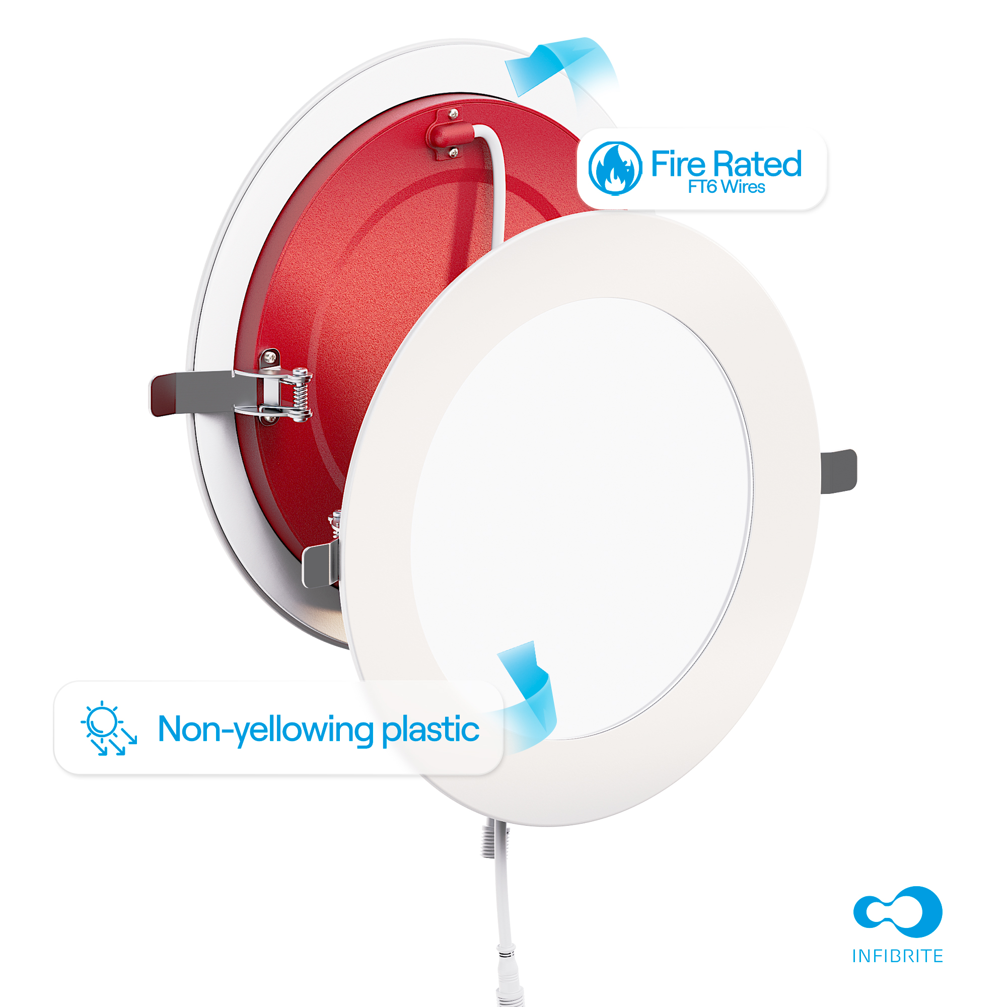 6 Inch Ultra-Thin Recessed LED Downlight, 12W 1,050LM, 5CCT Selectable, White Trim, Fire Rated, Wet Rated, Triac Dimmable, ETL, FCC, Energy Star, (6 Pack) thumbnail 8