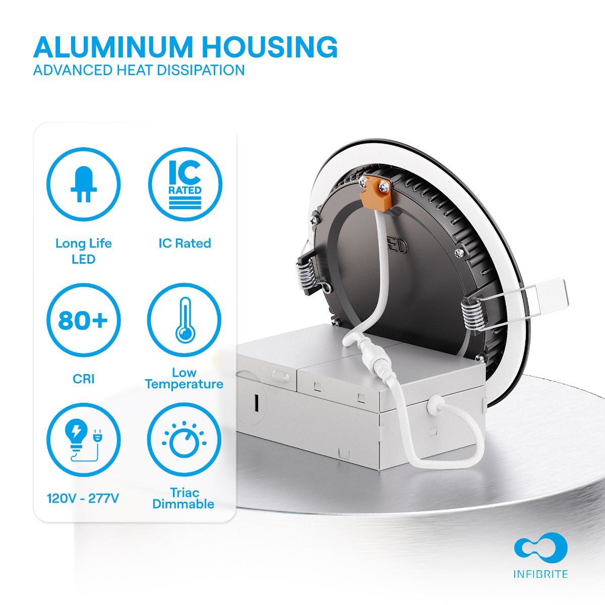 4 Inch Ultra-Thin Recessed LED Downlight, 9W 750LM, 2700K Soft White, Black Trim, Baffle Trim, Wet Rated, Triac Dimmable, ETL, FCC, Energy Star thumbnail 3